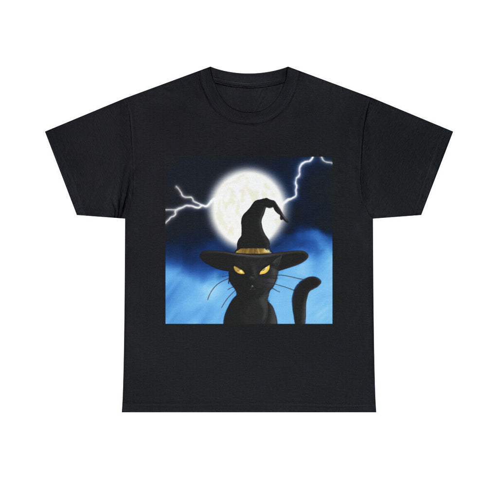 Halloween Black Cat T Shirt Art Tee Unisex Adult Witch Moon Scary Trick or Treat