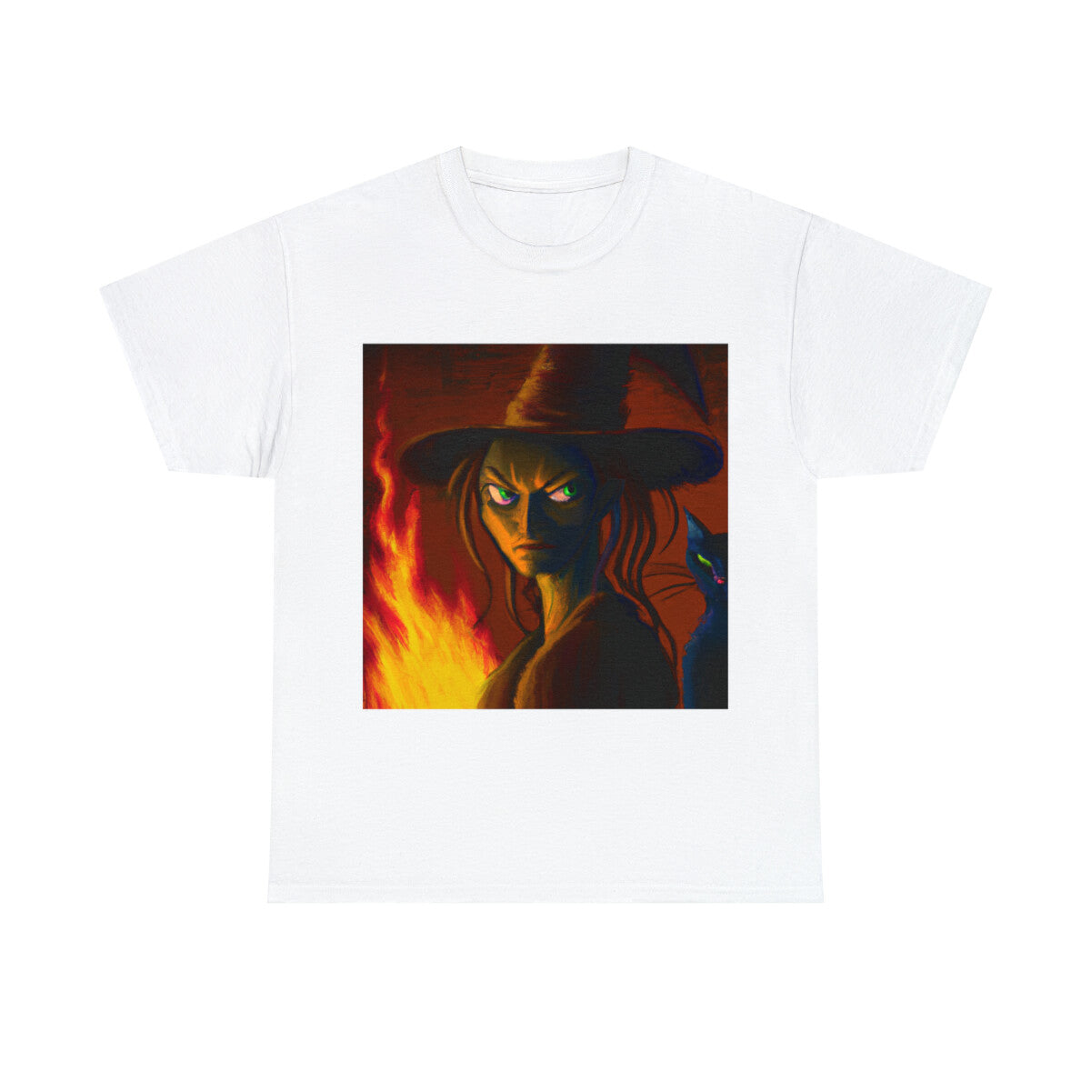 Halloween Witch Black Cat T Shirt Art Tee Unisex Adult Moon Scary Trick or Treat