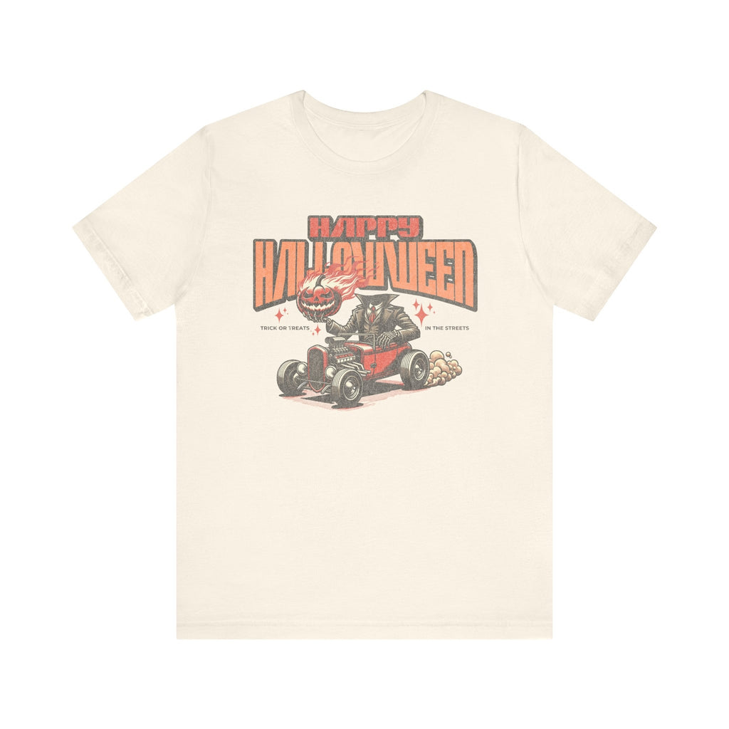 Vintage Halloween T-Shirt Happy Halloween Headless Rider Hot Rod Trick or Treat
