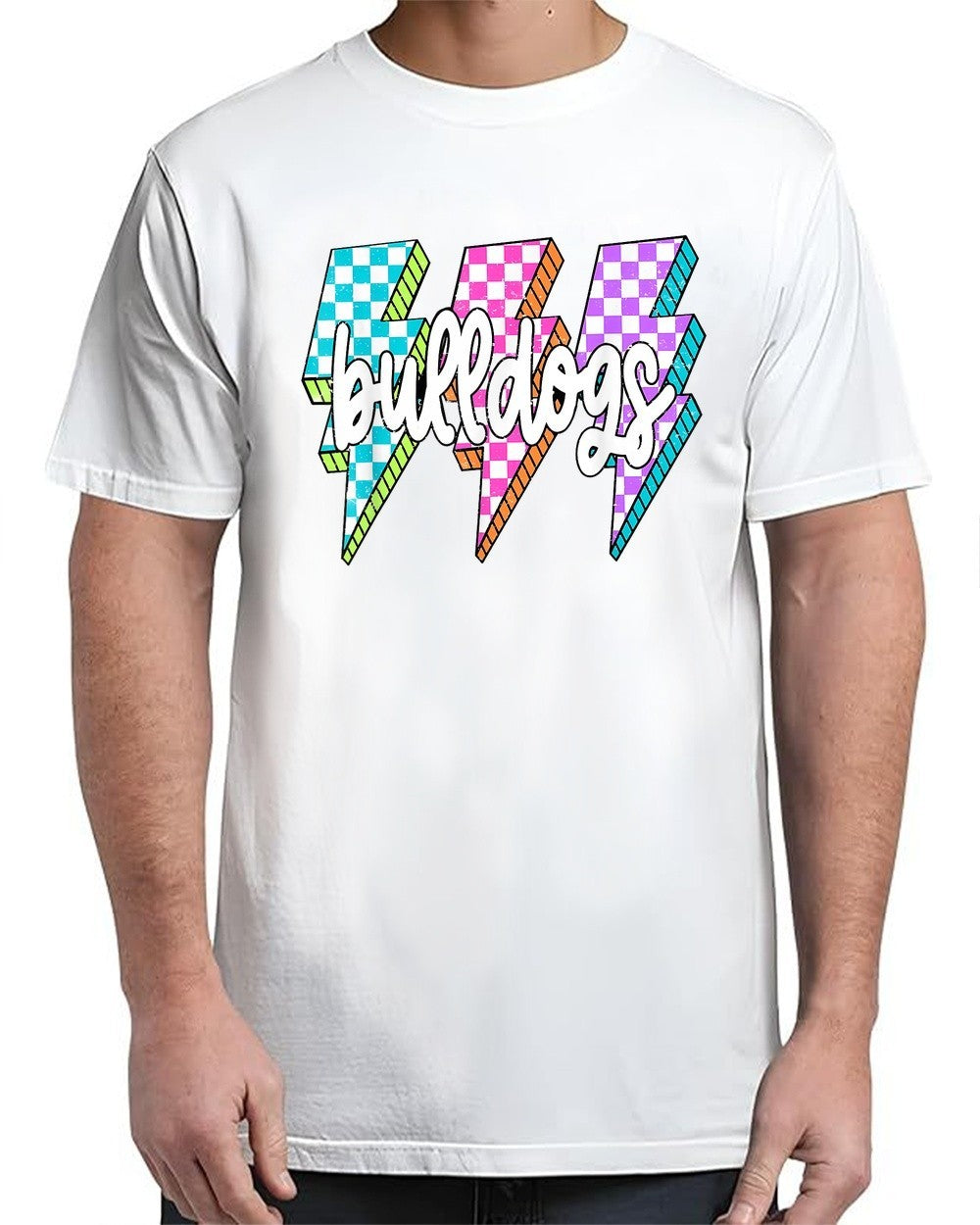 Bulldogs Checkered Mascot Back To School Team Spirit For Adult S-4XL T-Shirt