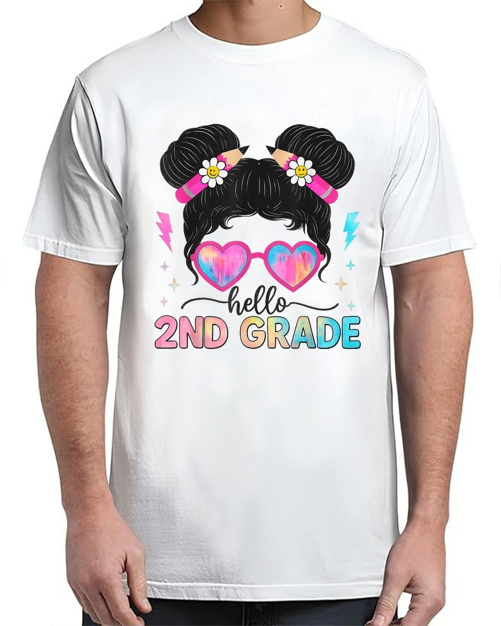 Messy Hair Bun Back To School First Day T-Shirt Fit for Unisex S-4XL