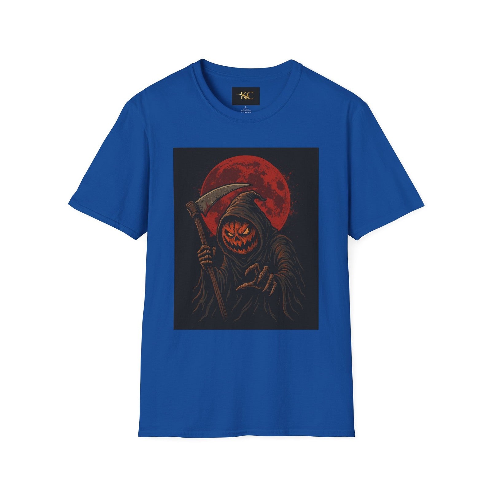 Halloween Pumpkin Grim Reaper T-Shirt Scary Horror Jack-O’-Lantern Graphic Tee
