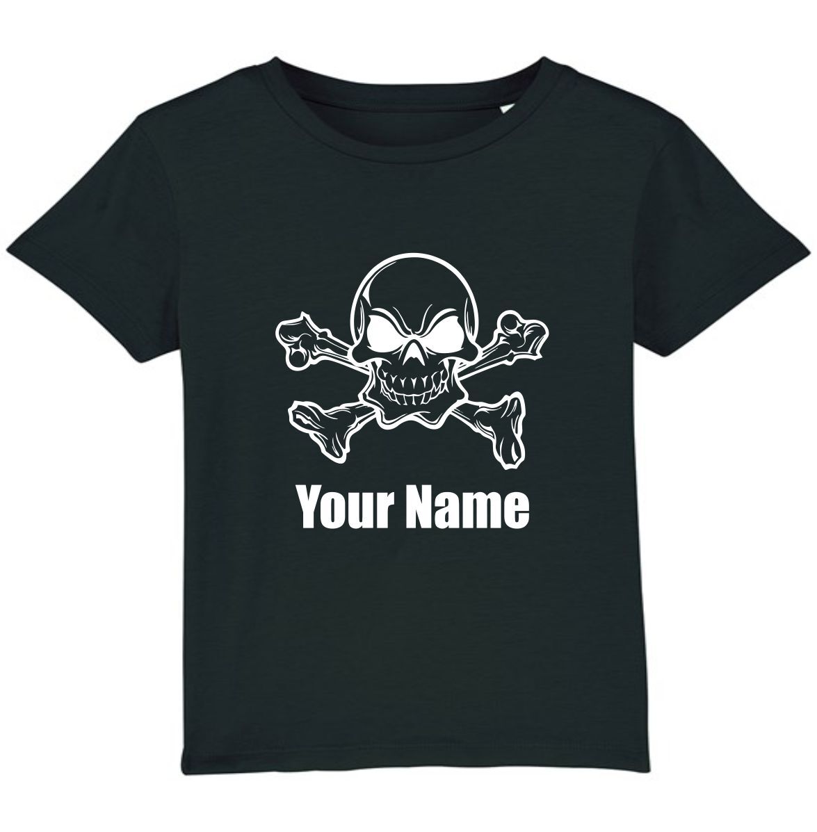 Personalised Skull And Crossbones Pirate Your Name T-Shirt Halloween Horror Top