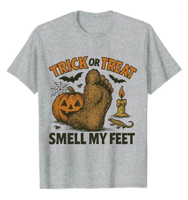 Funny Bigfoot Halloween T-Shirt | Trick or Treat Smell My Feet Unisex Tee