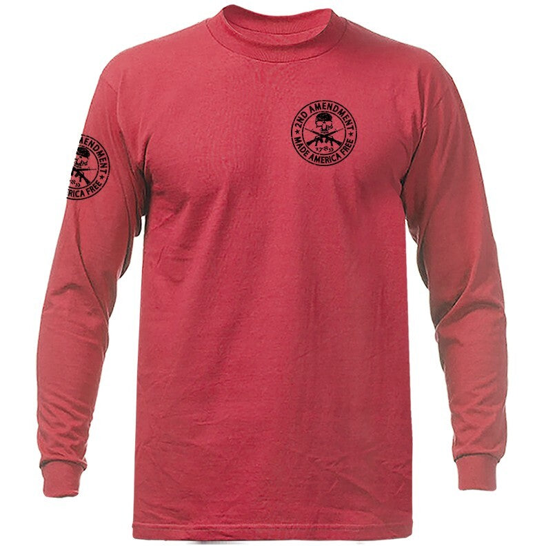 2nd Amendment Made America Free Constitution Gun US Flag Patriotic Long Sleeve
