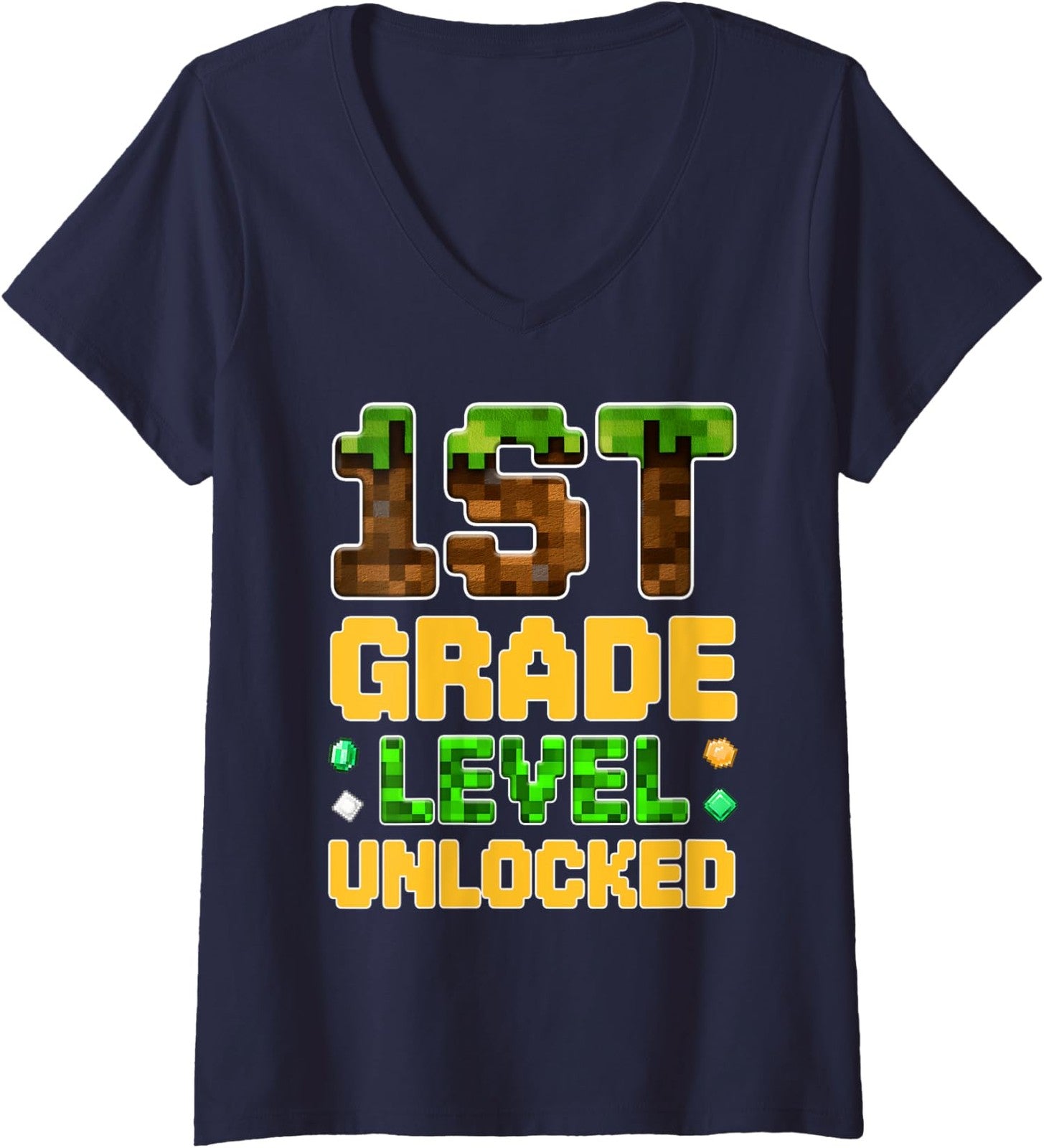 Back to School 1st Grade Gamer First Day of Class Ladies' V-Neck Tshirt