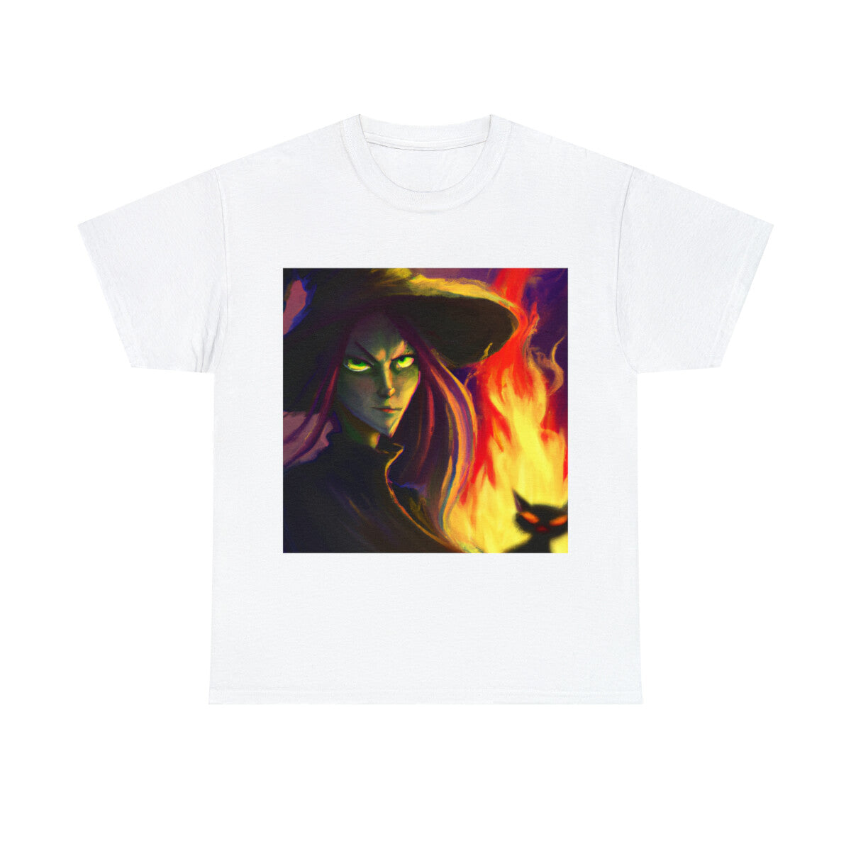 Halloween Witch Black Cat T Shirt Art Tee Unisex Adult Moon Scary Trick or Treat