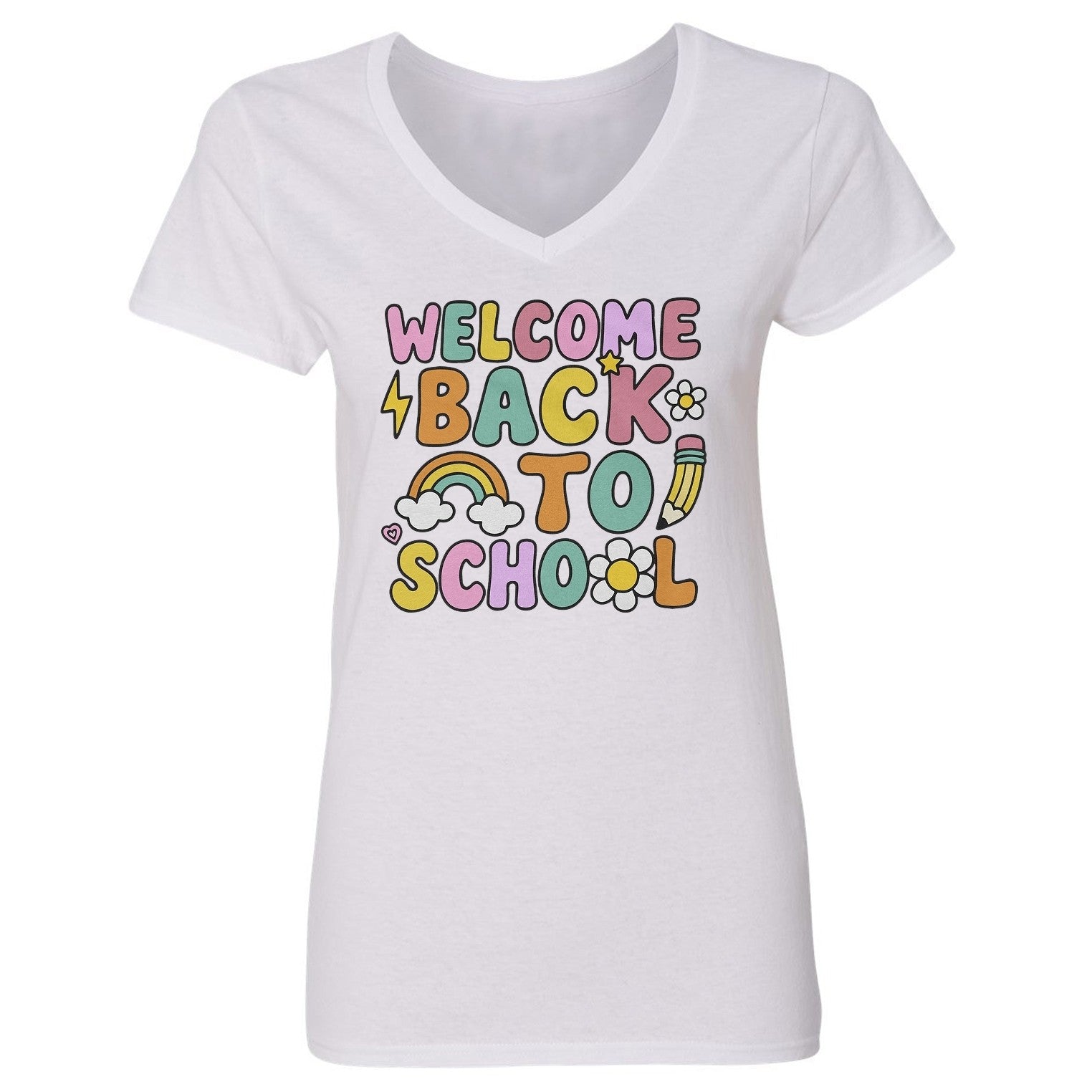 Welcome Back To School - Funny Classroom Spirit Ladies' V-Neck Tshirt