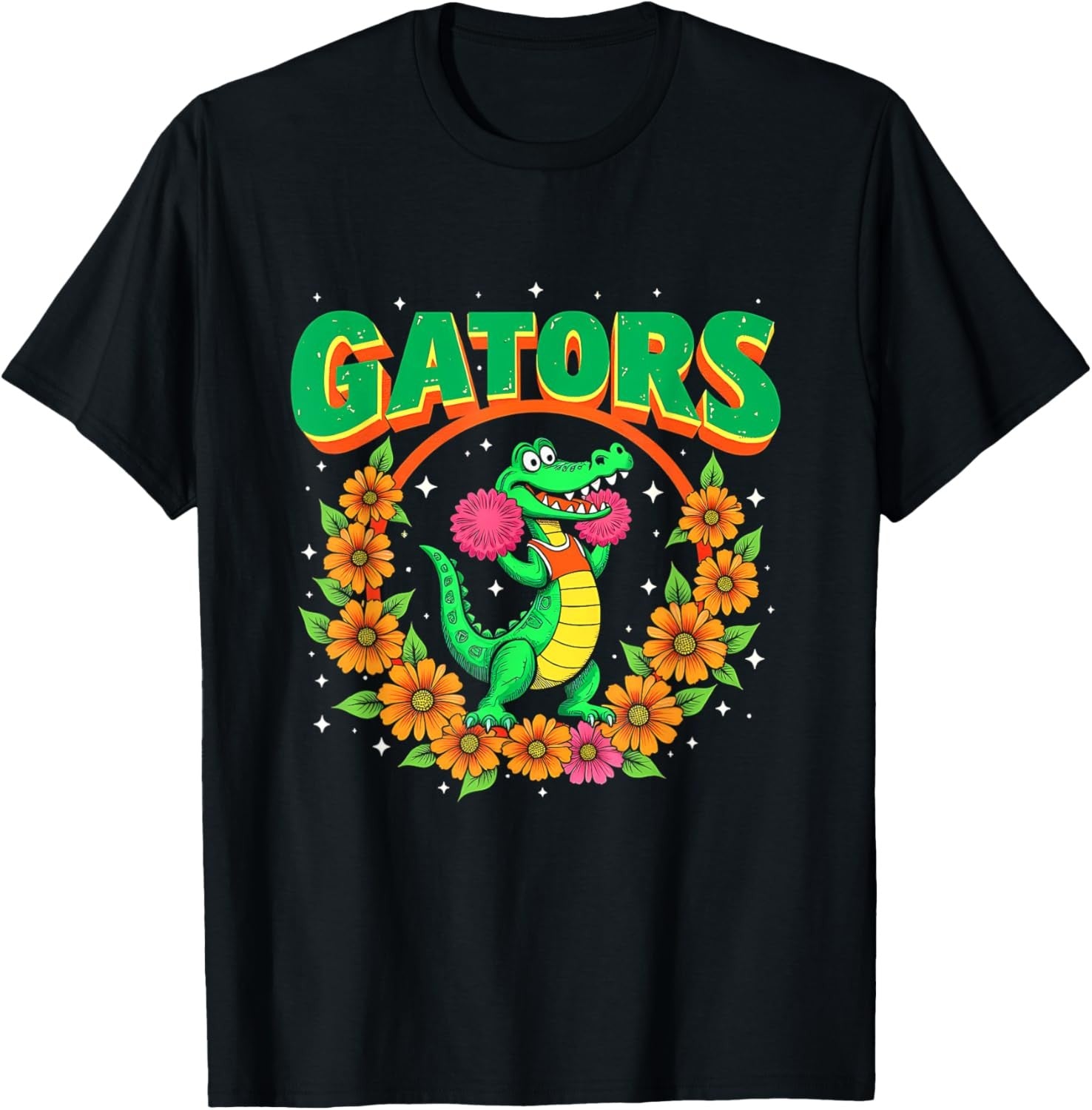 Cheerleading Gator Floral Retro Back to School Spirit Squad T-Shirt Hoodie