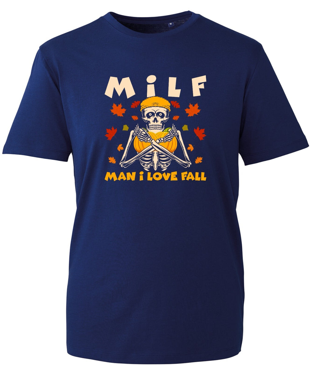 MILF Man I Love Fall T-Shirt Funny Halloween Skeleton Horror Magic Nightmare Top