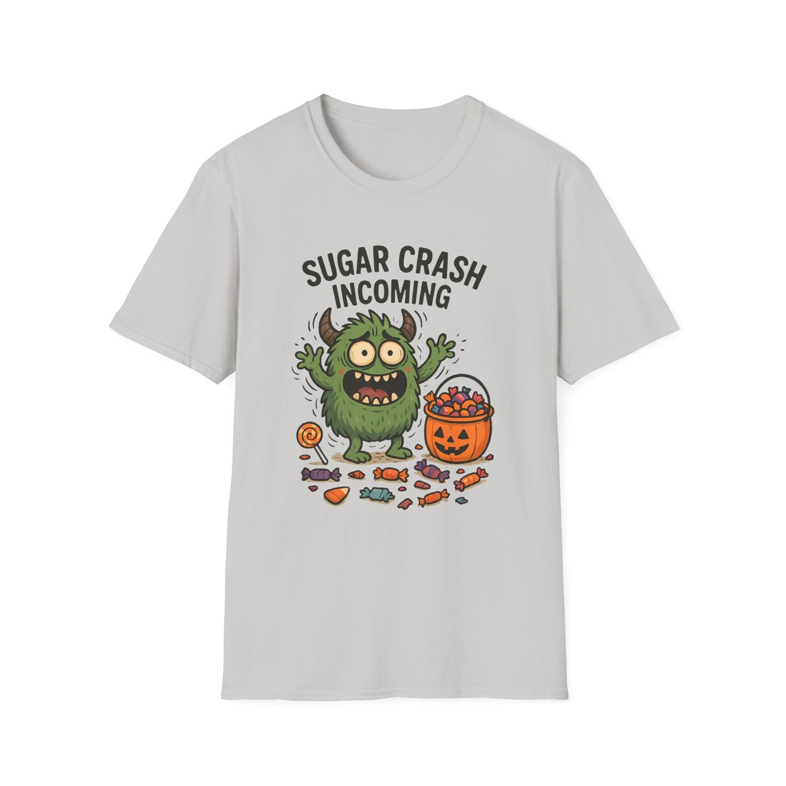 Unisex Softstyle T-Shirt – Funny Halloween Tee, Monster , Trick or Treat Candy