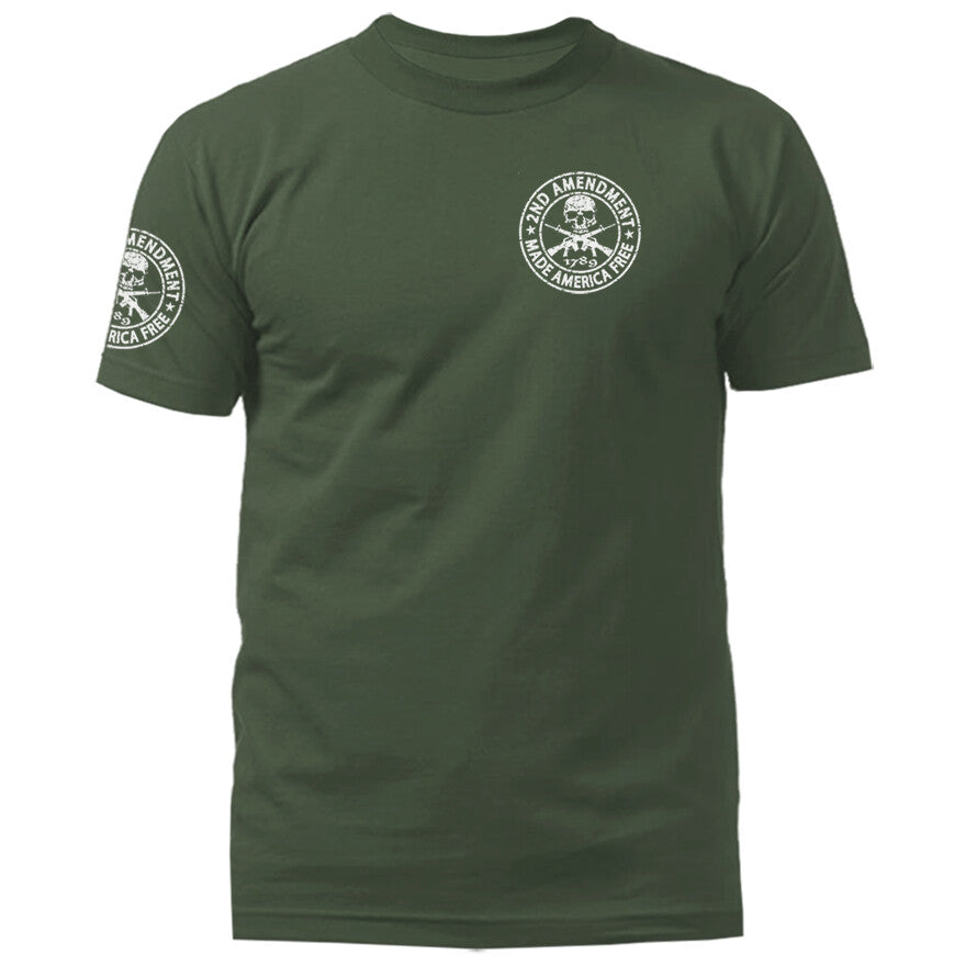 2nd Amendment Made America Free Constitution Gun US Flag Patriotic T-shirt