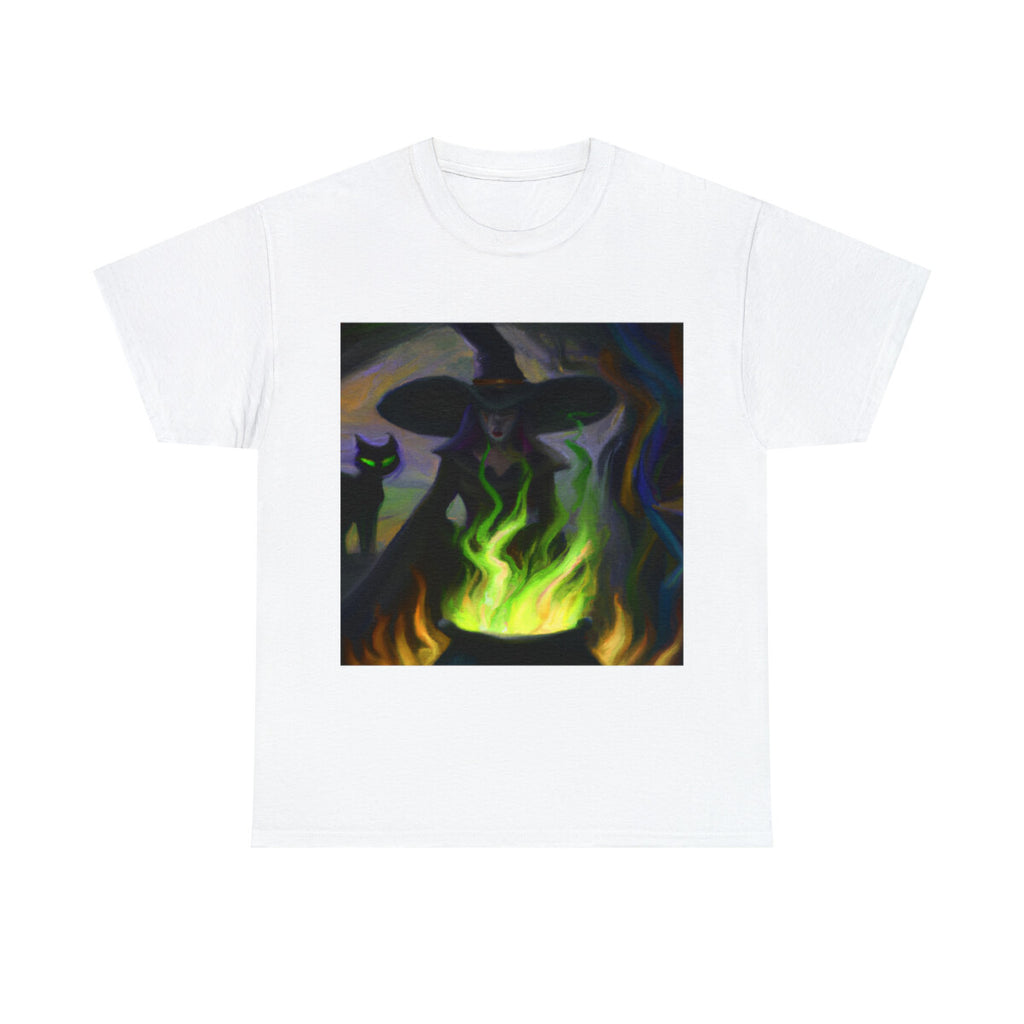 Halloween Witch Black Cat T Shirt Art Tee Unisex Adult Moon Scary Trick or Treat