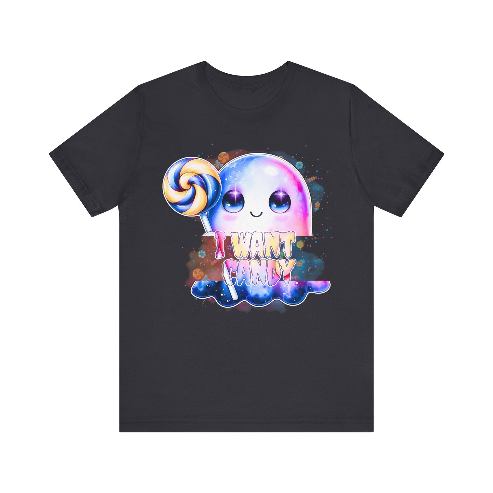 Trick or Treat Ghost: I Want Candy,  Spooky Season T-Shirt Bella + Canvas