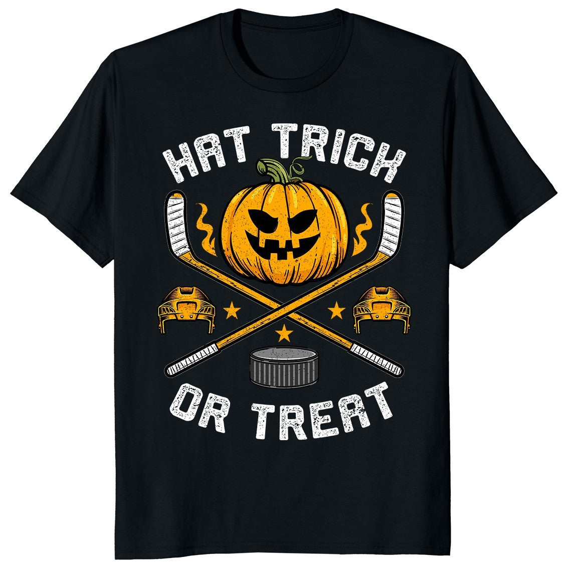 Hat Trick Or Treat Ice Hockey Player Halloween Gift Boys Girl Kid Unisex T-Shirt
