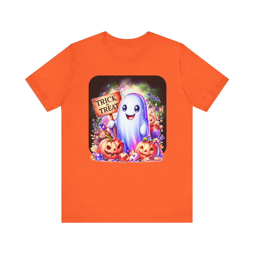 Ghost With All The Candy: Trick or Treat Unisex Bella + Canvas Spooky T-Shirt