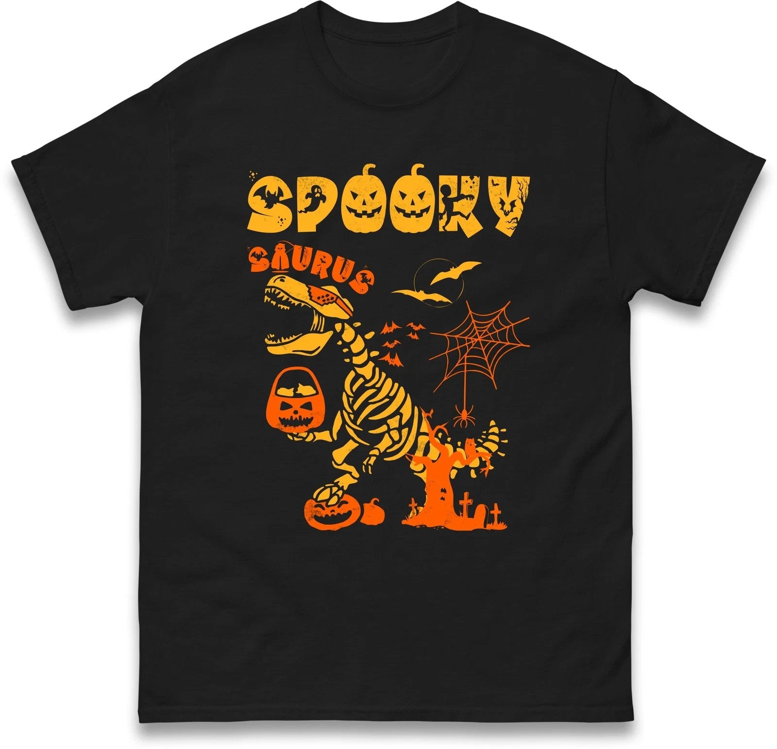 Spooky Dinosaur Halloween T-Shirt - Funny Horror Party Graphic Unisex Tee