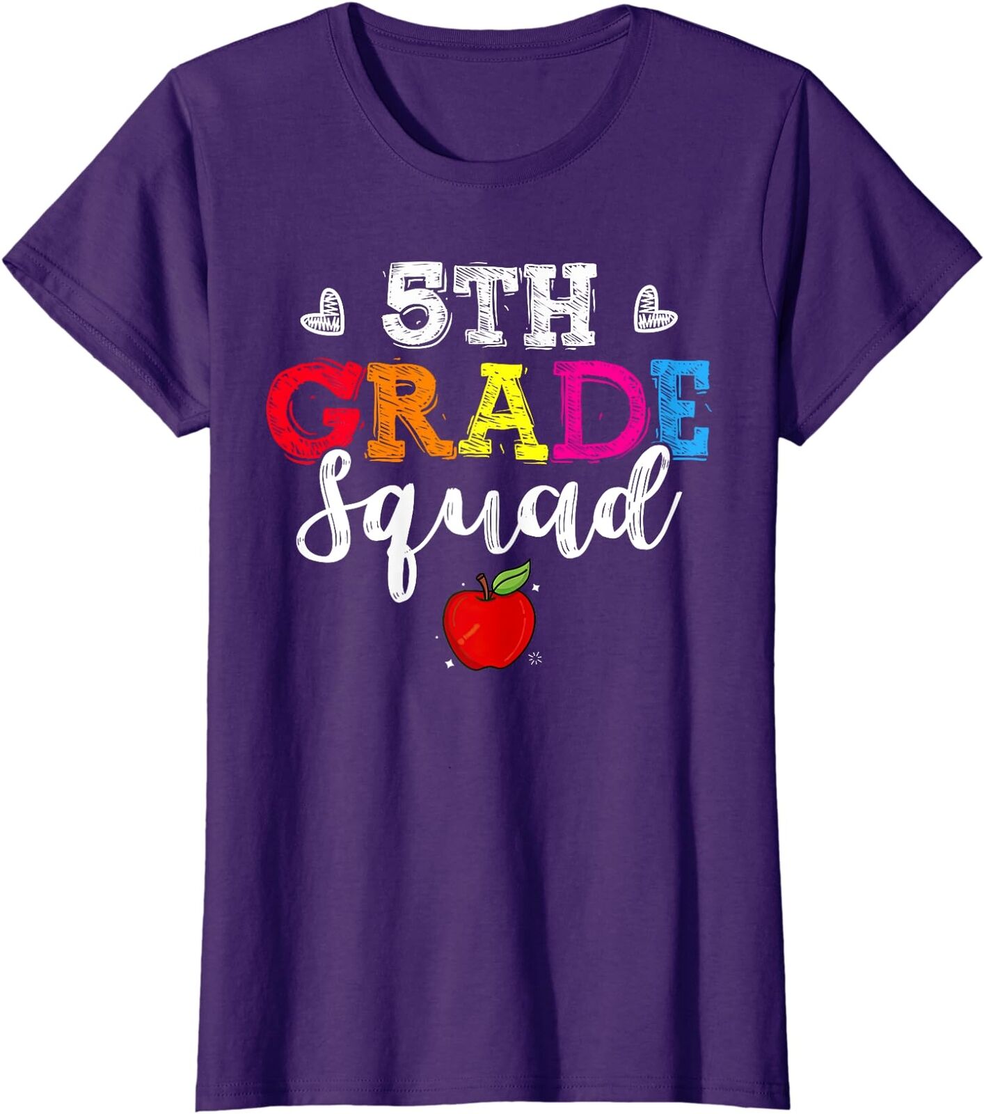 5th Grade Squad Apple Back To School Cool Funny Gift Ladies' Crewneck T-Shirt
