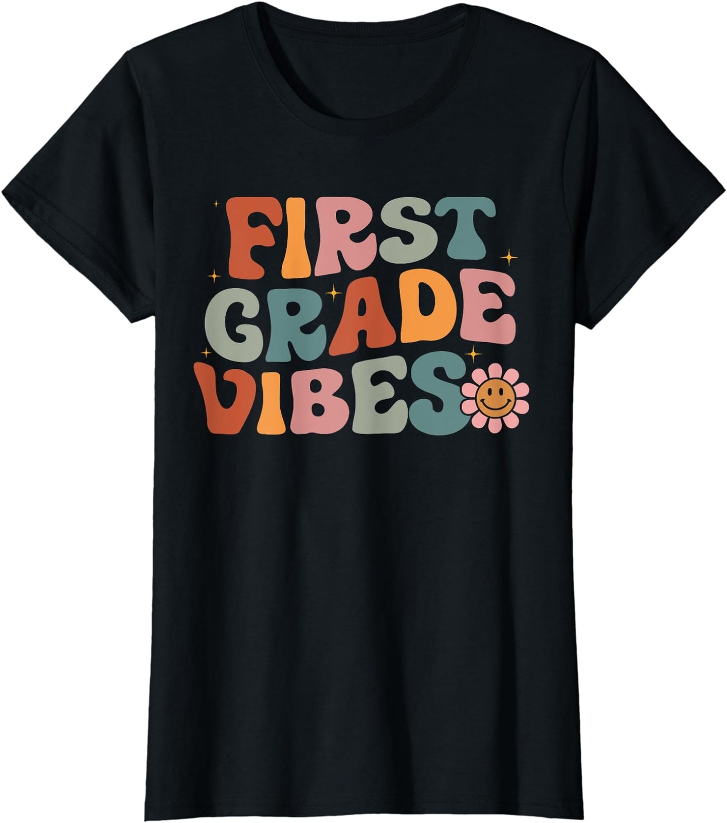 First Grade Vibes Retro First Day of School Gift Ladies' Crewneck T-Shirt