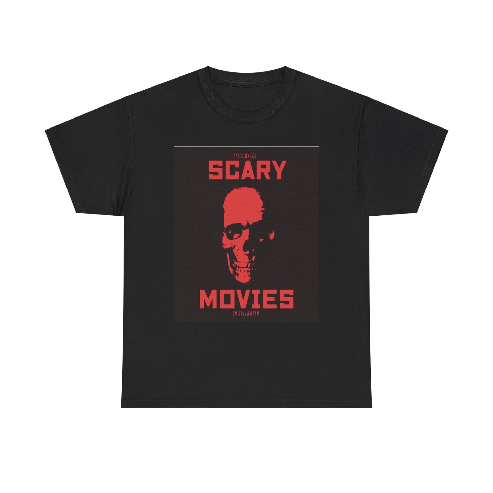 Scary Movies on Halloween T shirt skul red party costume october 31 trickortreat