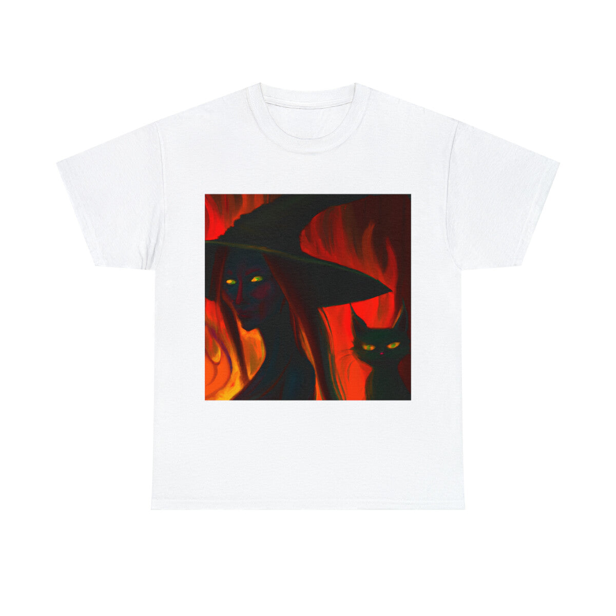 Halloween Witch Black Cat T Shirt Art Tee Unisex Adult Moon Scary Trick or Treat
