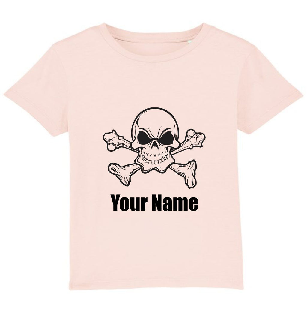 Personalised Skull And Crossbones Pirate Your Name T-Shirt Halloween Horror Top
