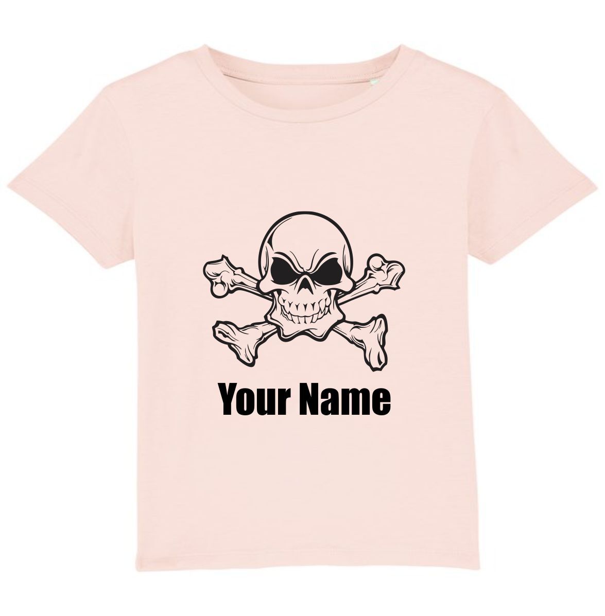 Personalised Skull And Crossbones Pirate Your Name T-Shirt Halloween Horror Top