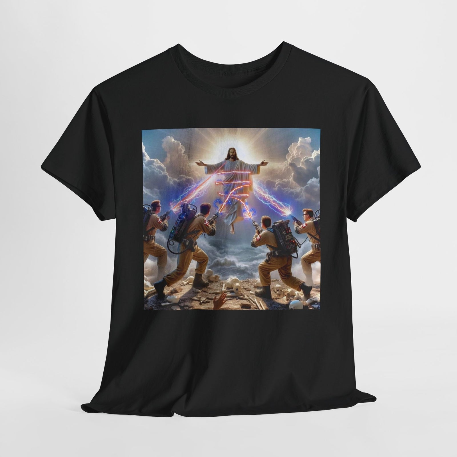 Funny Ghostbusters v Jesus Christ Unisex Tee Shirt, Humorous Religion T-Shirt,