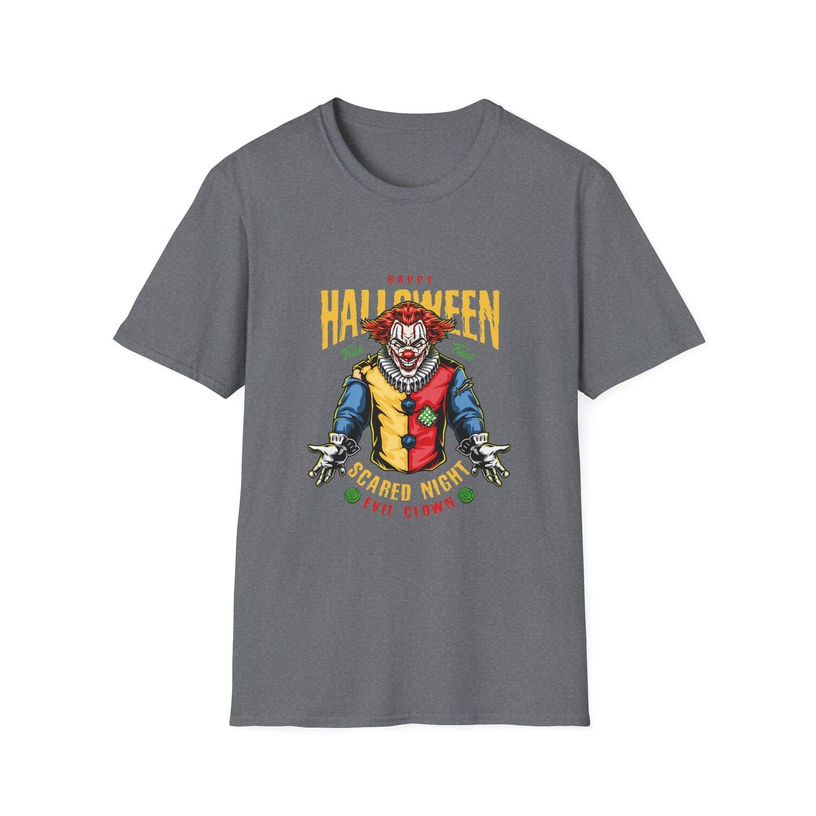 Halloween Clown Unisex Softstyle T-Shirt - Spooky Fun, Trick or Treat 