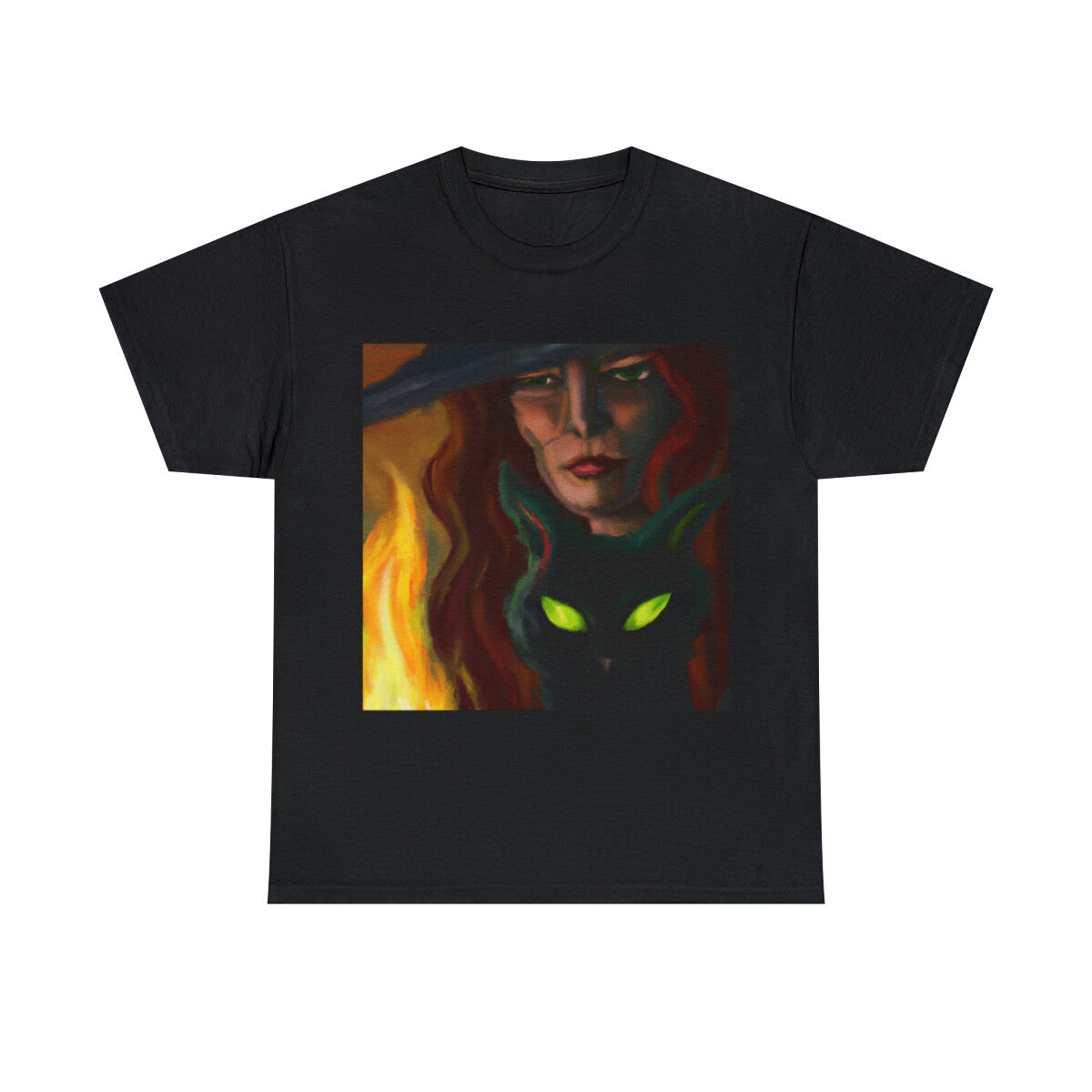 Halloween Witch Black Cat T Shirt Art Tee Unisex Adult Moon Scary Trick or Treat