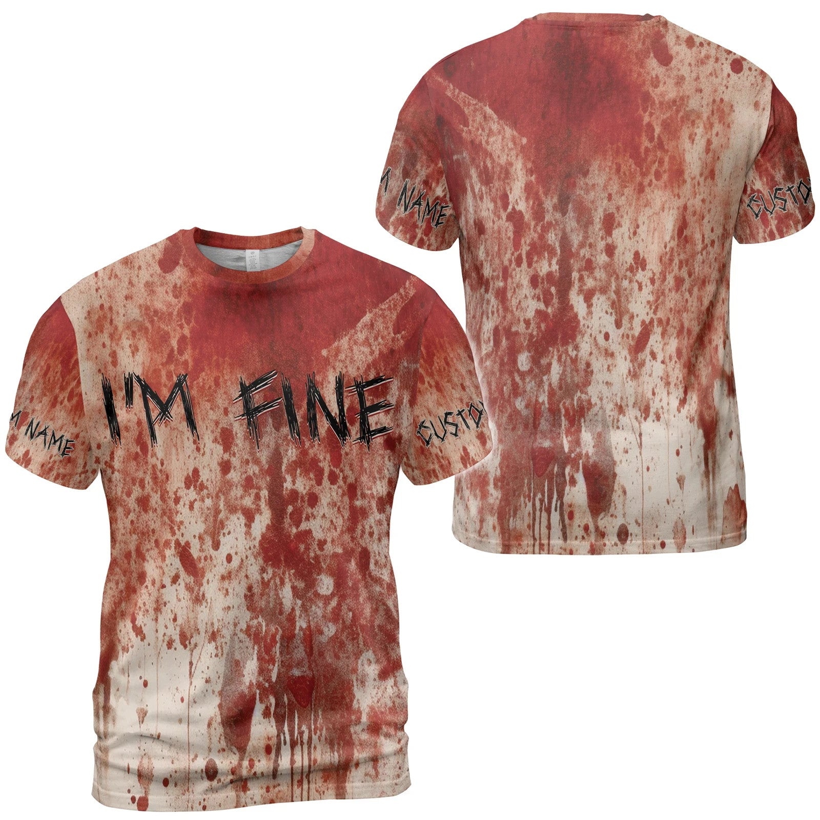 Personalized Halloween I'm Fine Horror Movies T-Shirt - All Over Print T-Shirt