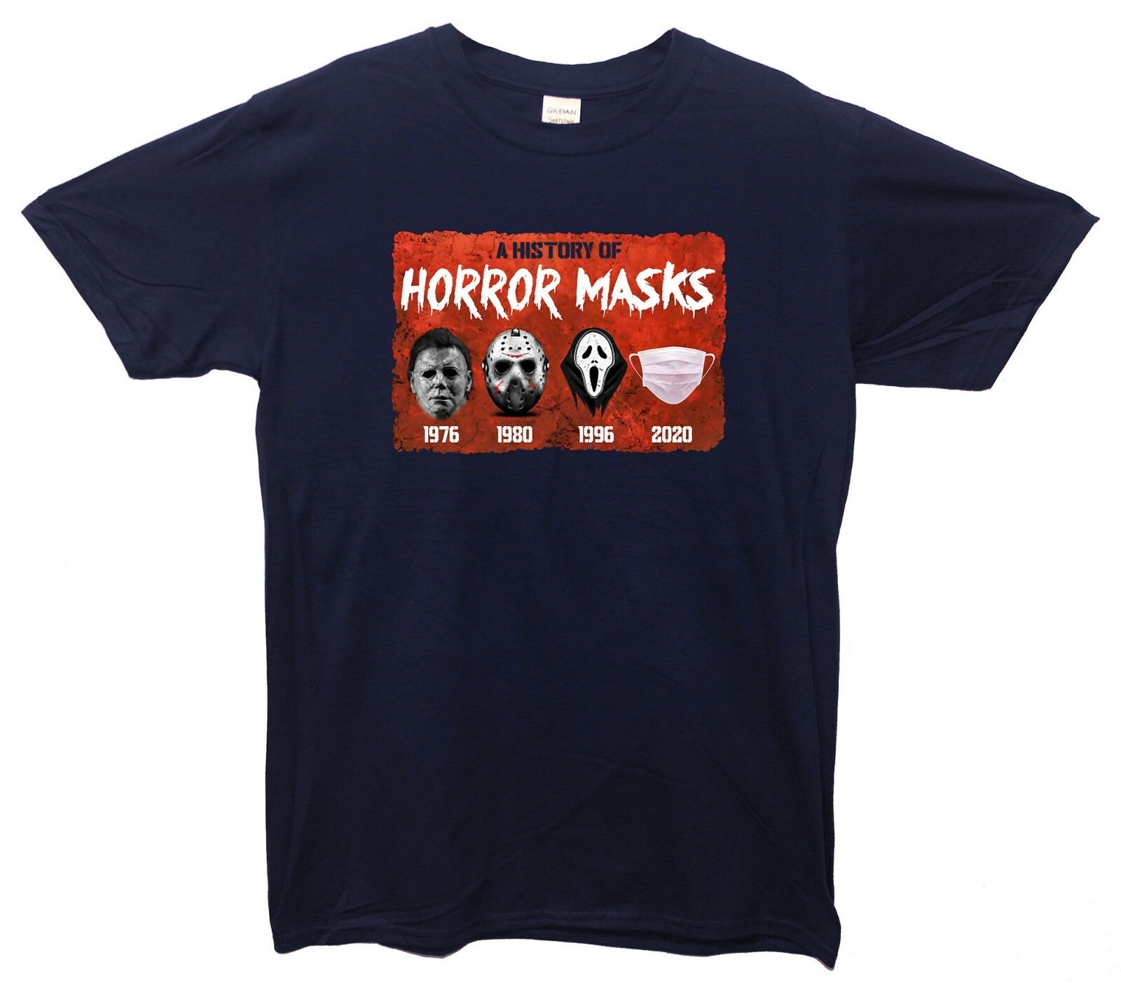History Of Horror Masks Printed T-Shirt Funny, Horror, Halloween