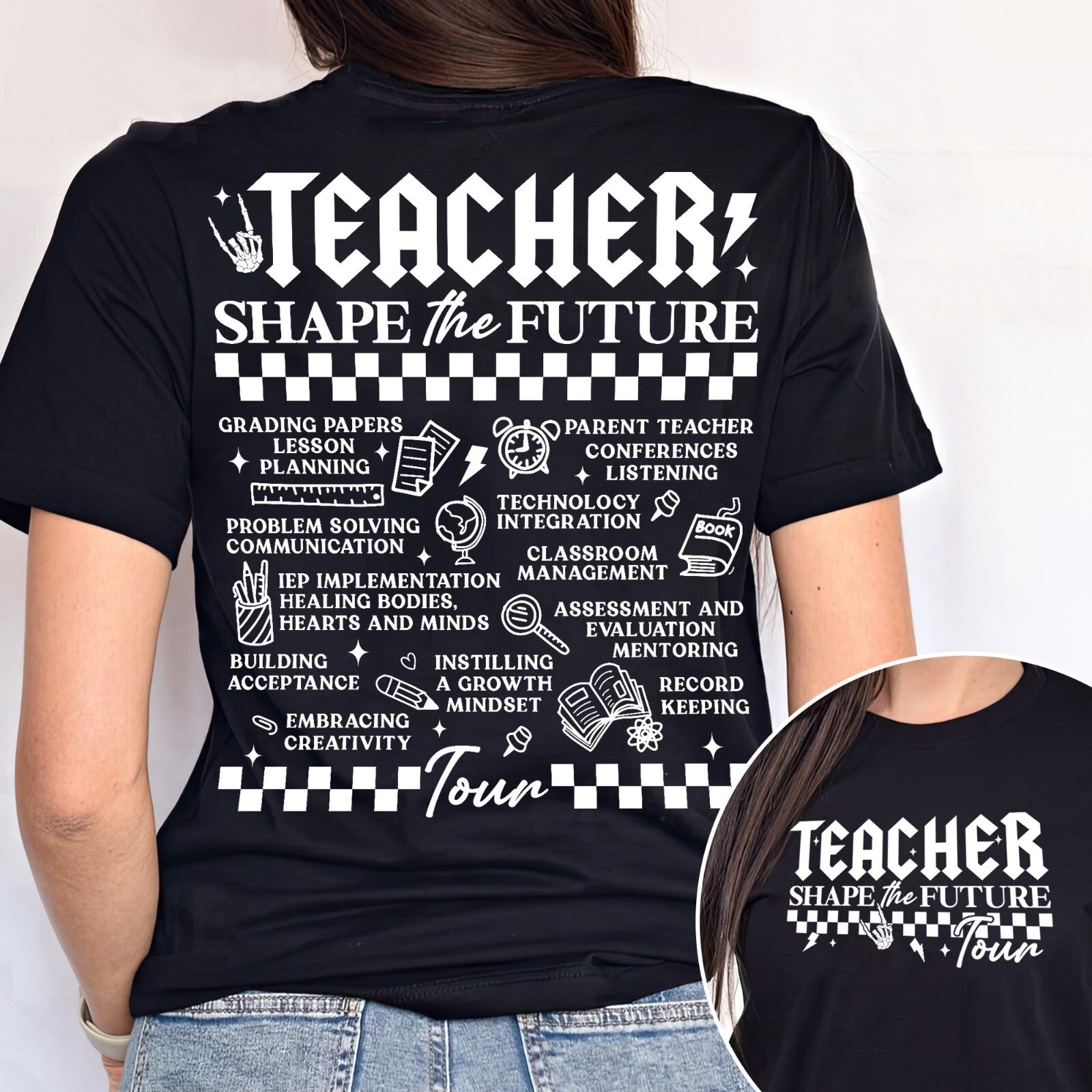 Teacher Shape the Future Tour Shirt Back to School Tee Educator Concert Style