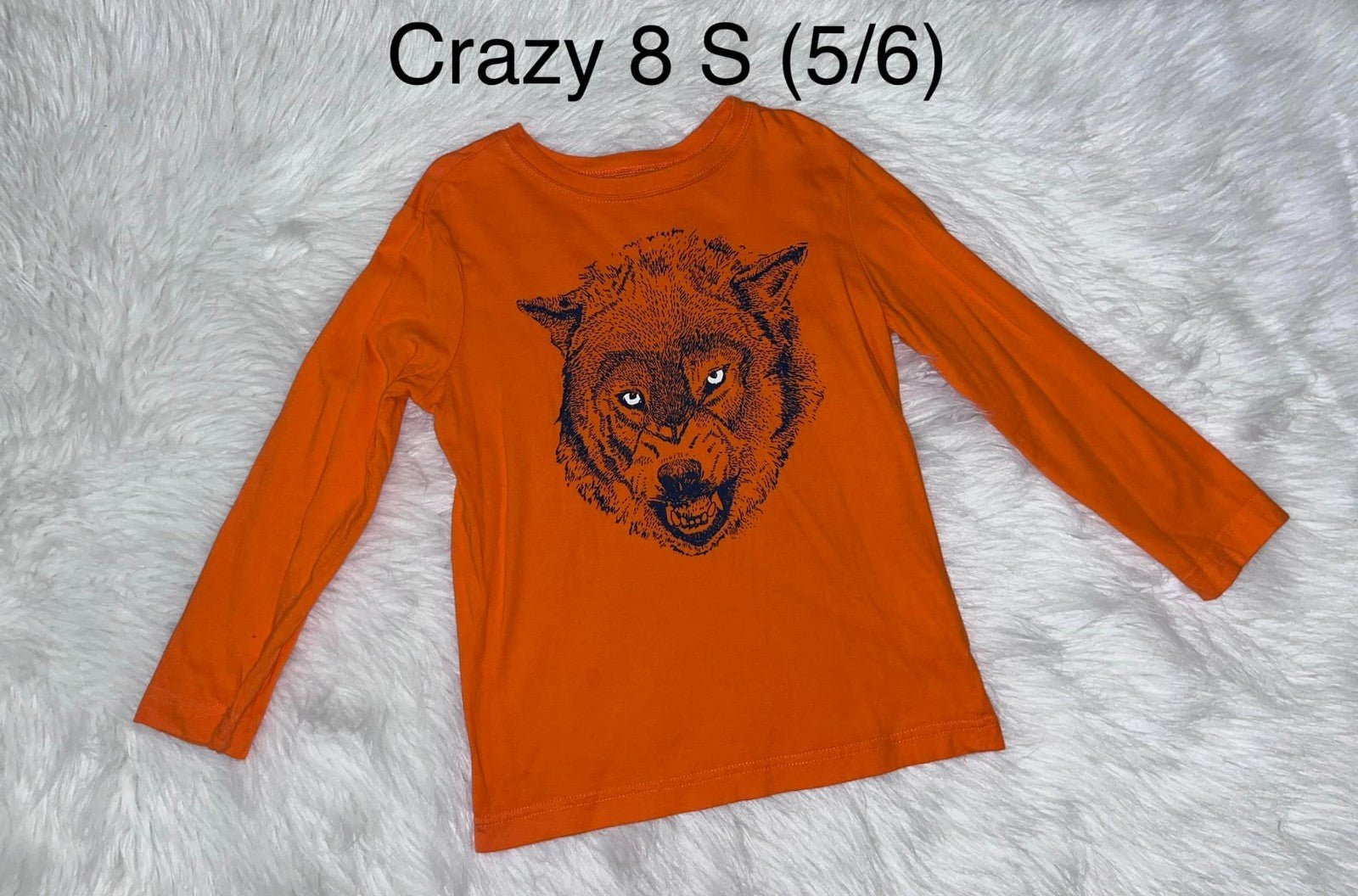 Crazy 8 Back to School Style Orange Wolf Long Sleeve Top Size S (5/6)