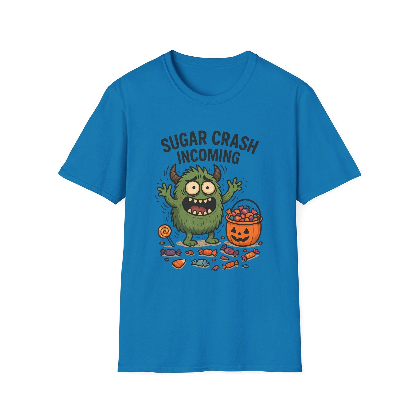 Unisex Softstyle T-Shirt – Funny Halloween Tee, Monster , Trick or Treat Candy