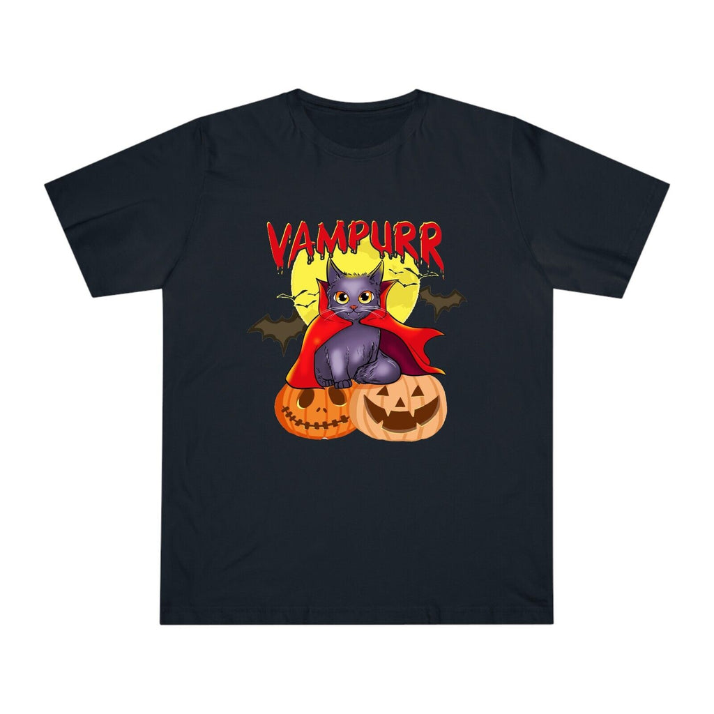 Vampurr Cat Halloween Tee, Bat Horror Tee, Pumpkin Tee Trick or Treat Unisex Top