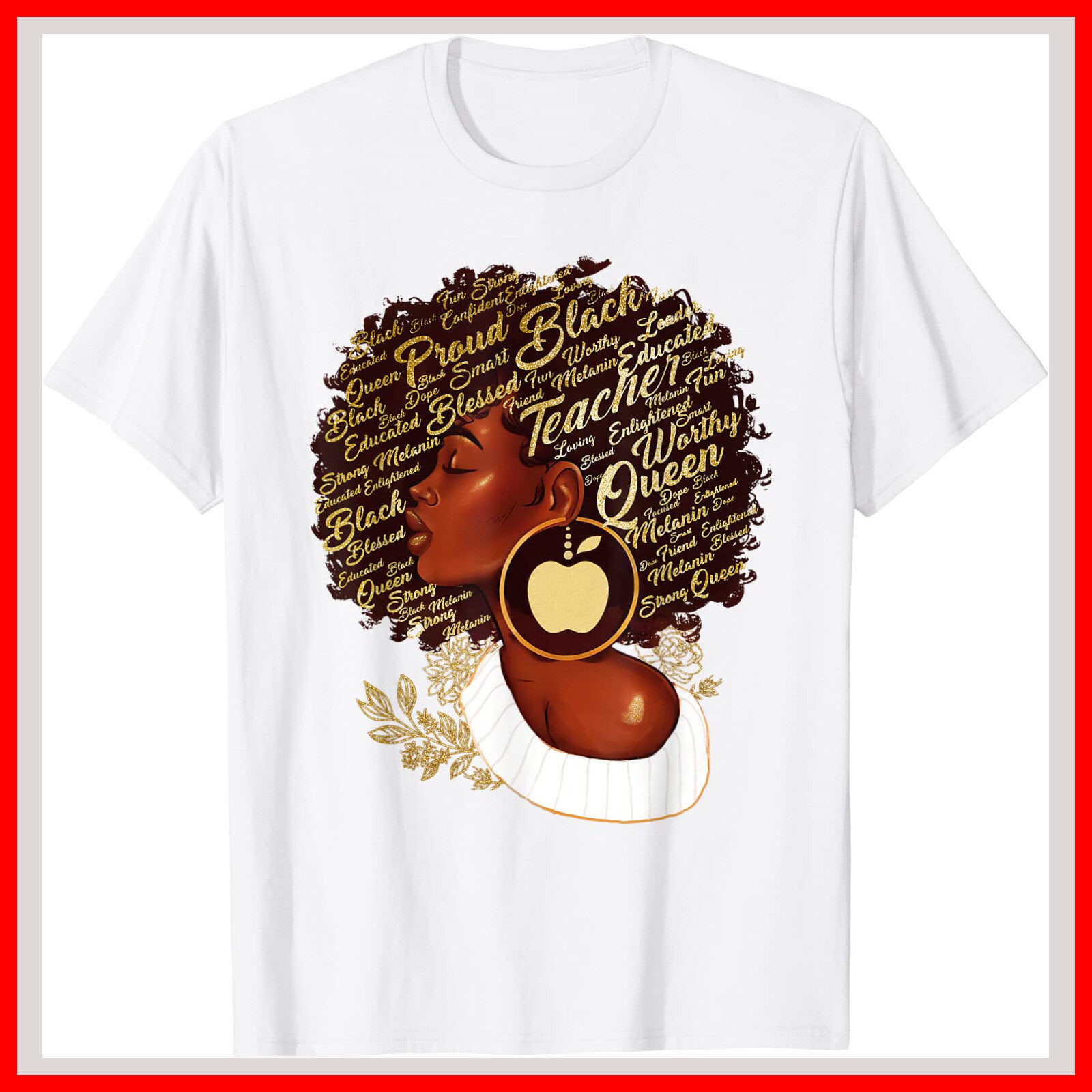 Funny Melanin Afro Teacher For Black Women Back To School White T-Shirt S-5XL