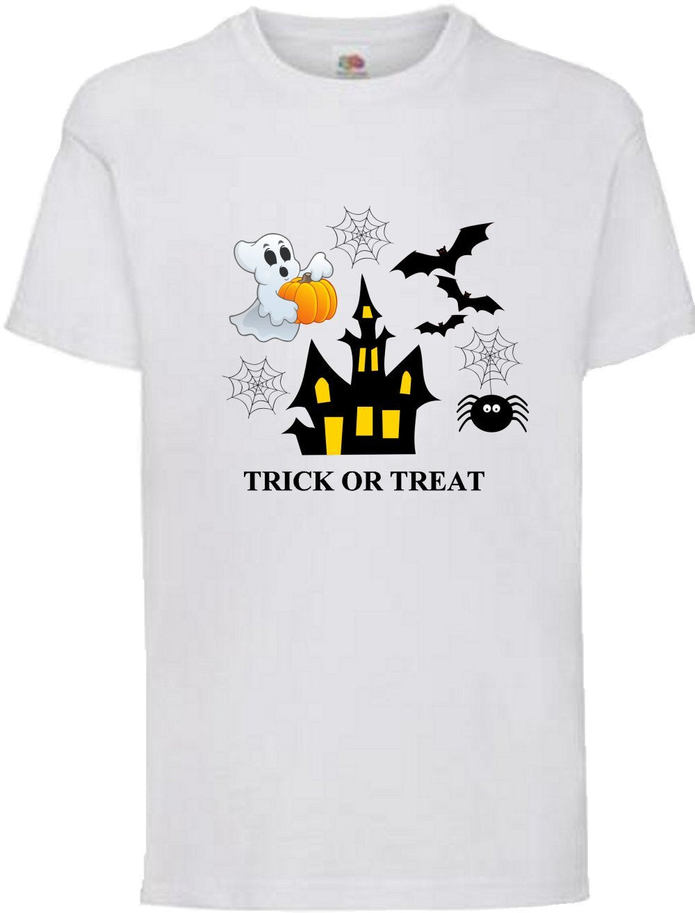 Happy Halloween Trick Or Treat Bat Ghost Spider T Shirt Various Colours + Sizes