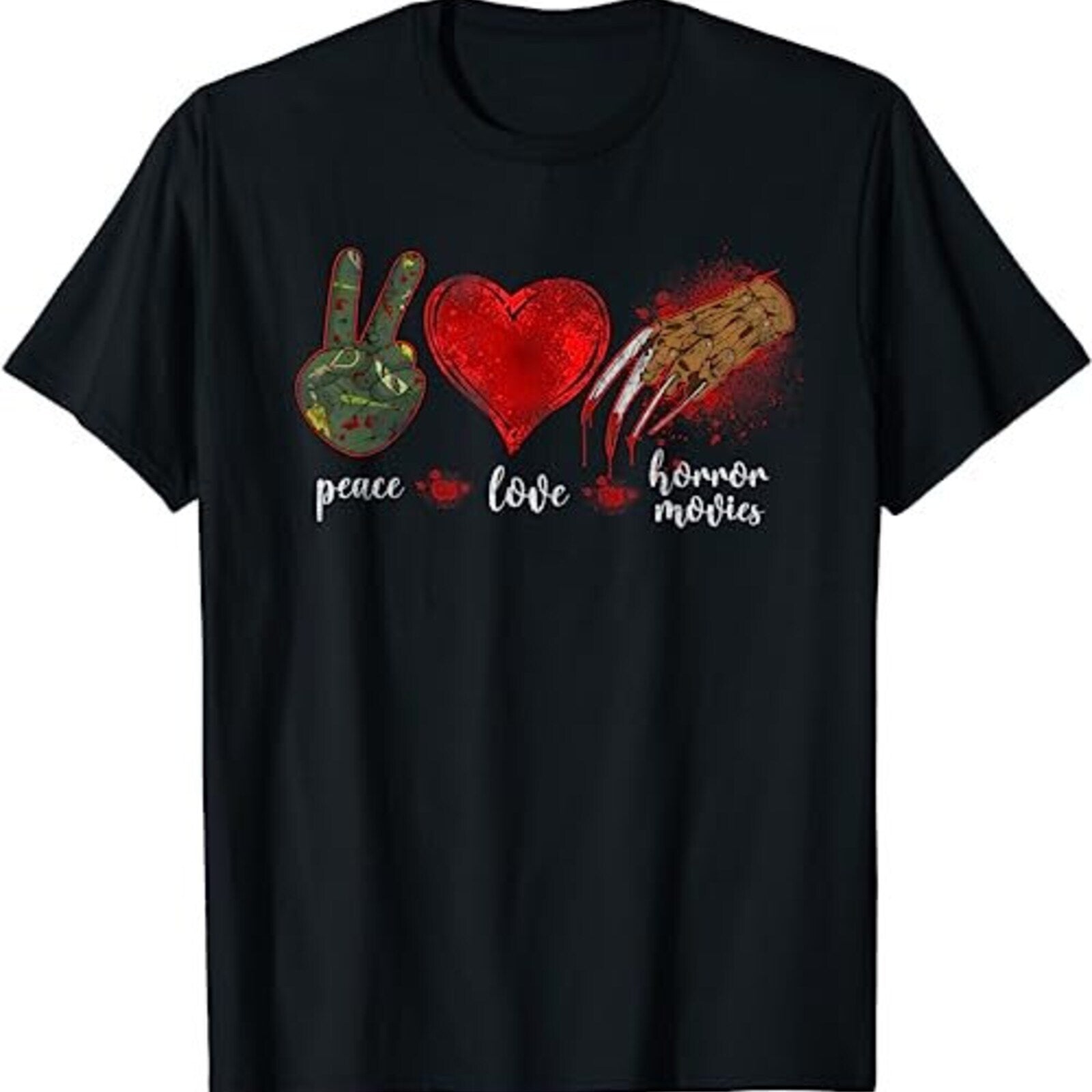 Scary Horror Movie Heart Blood Peace Love Horror Movies  T-Shirt, Sweatshirt, Ho