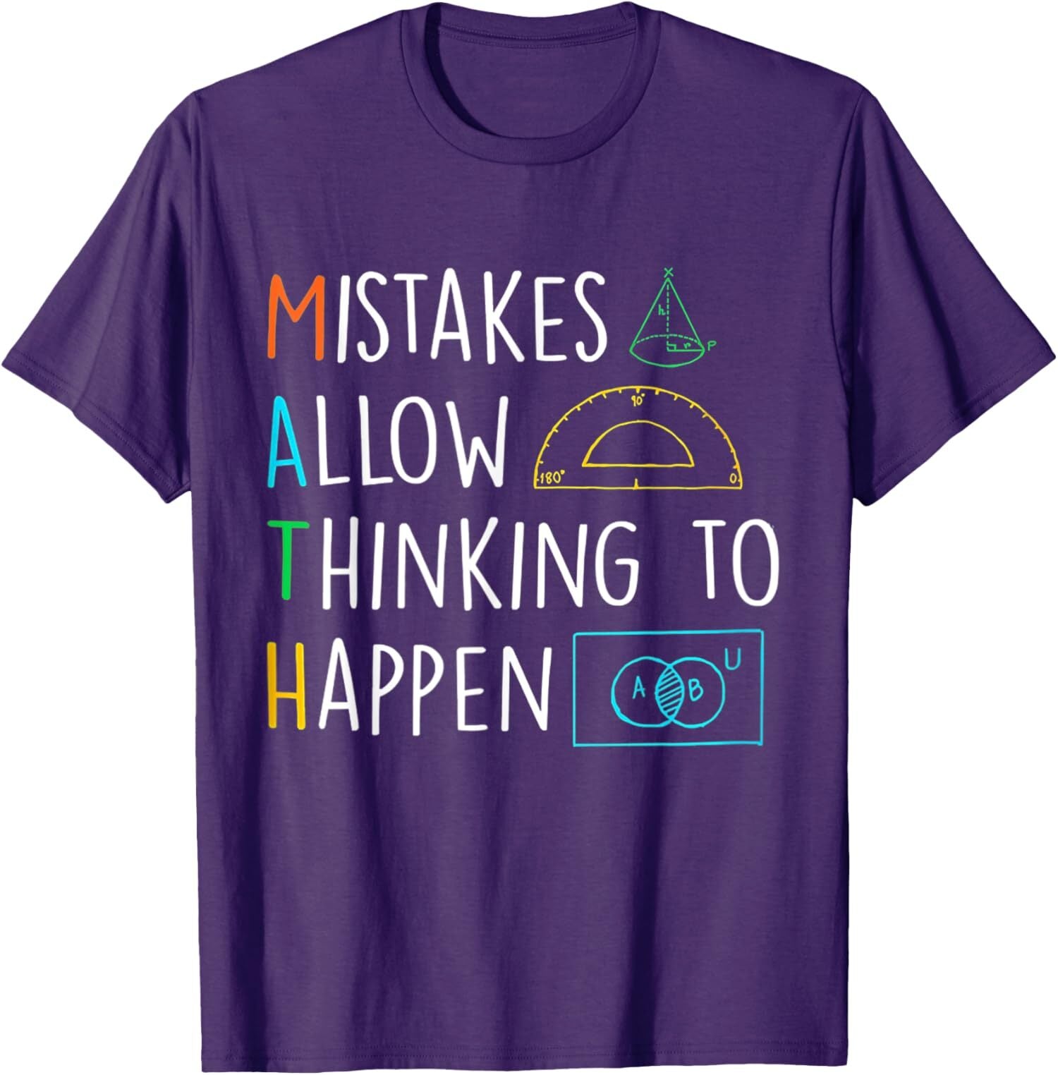 Mistakes Allow Thinking To Happen Funny Math Back Unisex T-Shirt