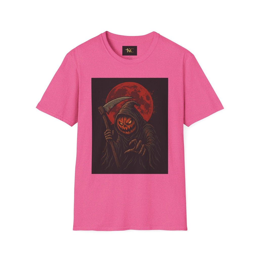 Halloween Pumpkin Grim Reaper T-Shirt Scary Horror Jack-O’-Lantern Graphic Tee