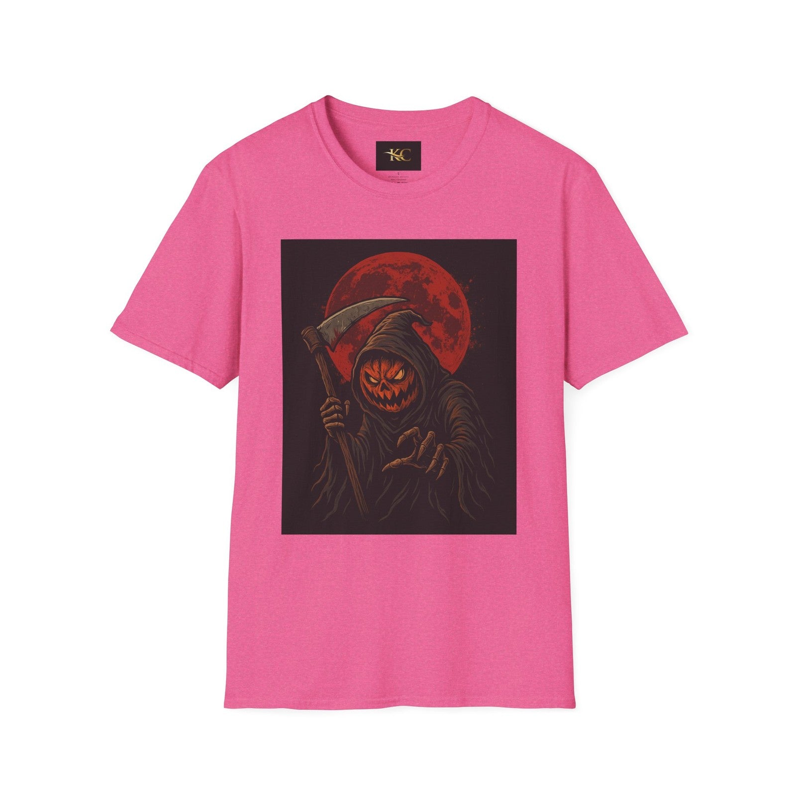 Halloween Pumpkin Grim Reaper T-Shirt Scary Horror Jack-O’-Lantern Graphic Tee