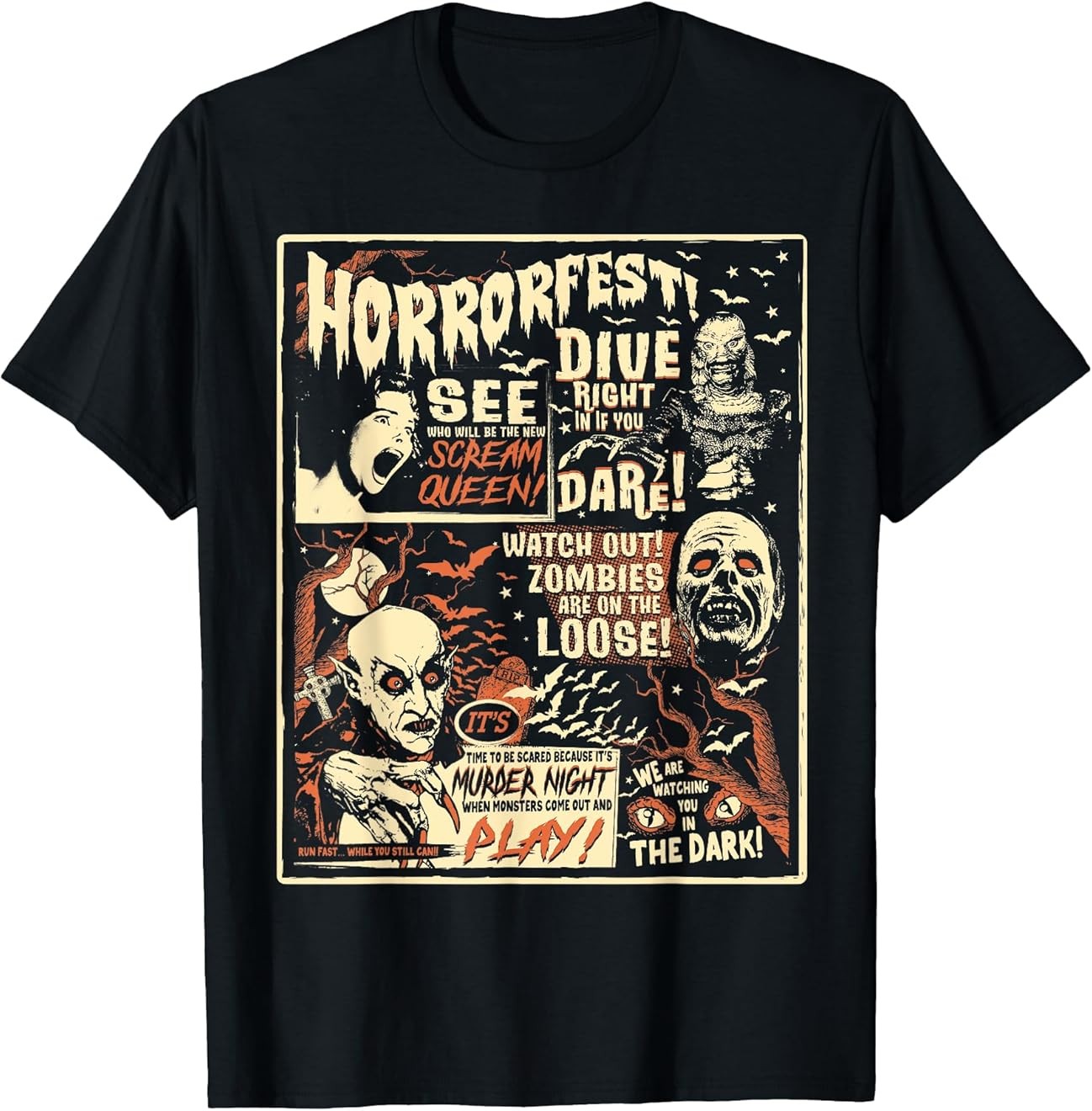 Vintage Horrorfest Poster Halloween Movie Old Time Horror T-Shirt
