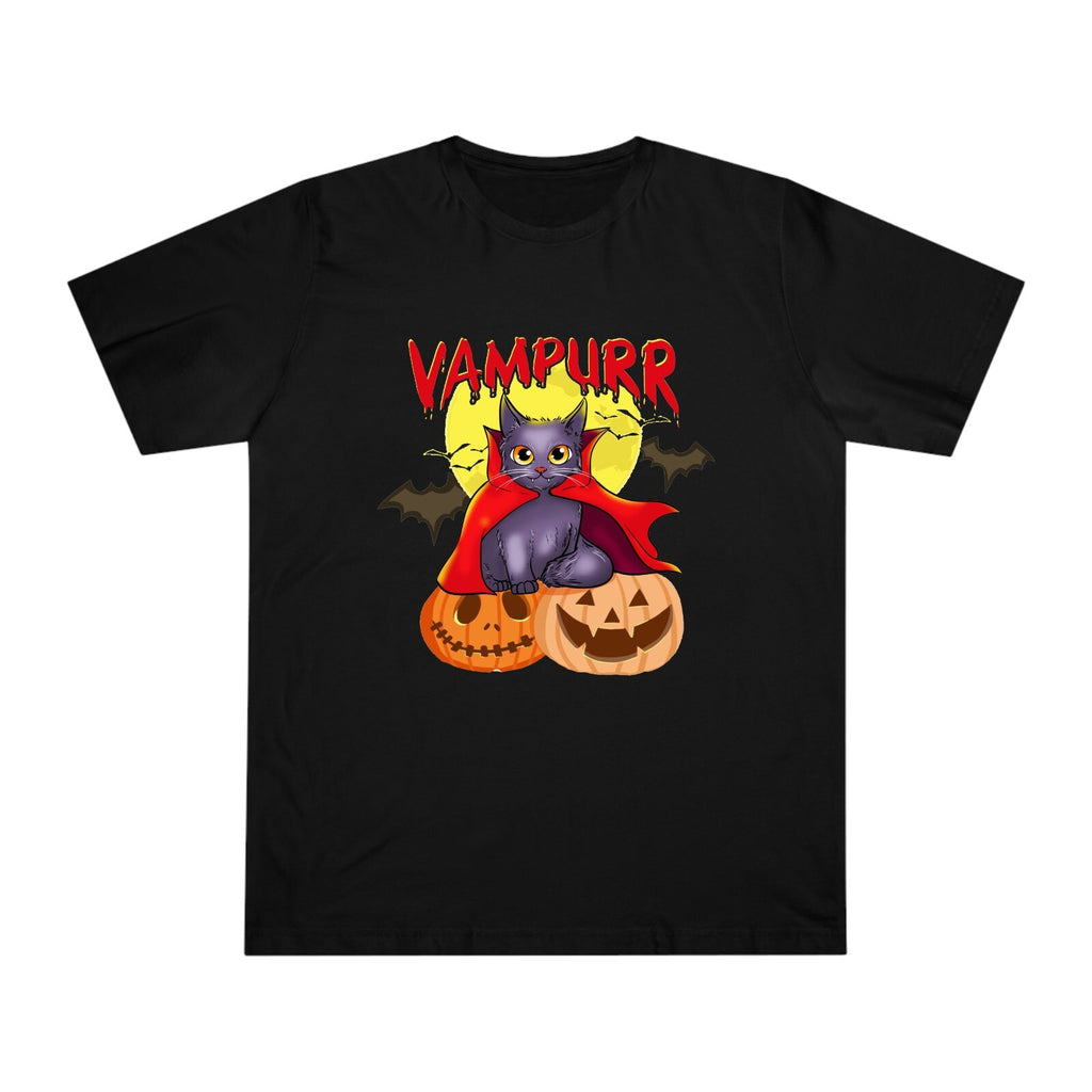 Vampurr Cat Halloween Tee, Bat Horror Tee, Pumpkin Tee Trick or Treat Unisex Top