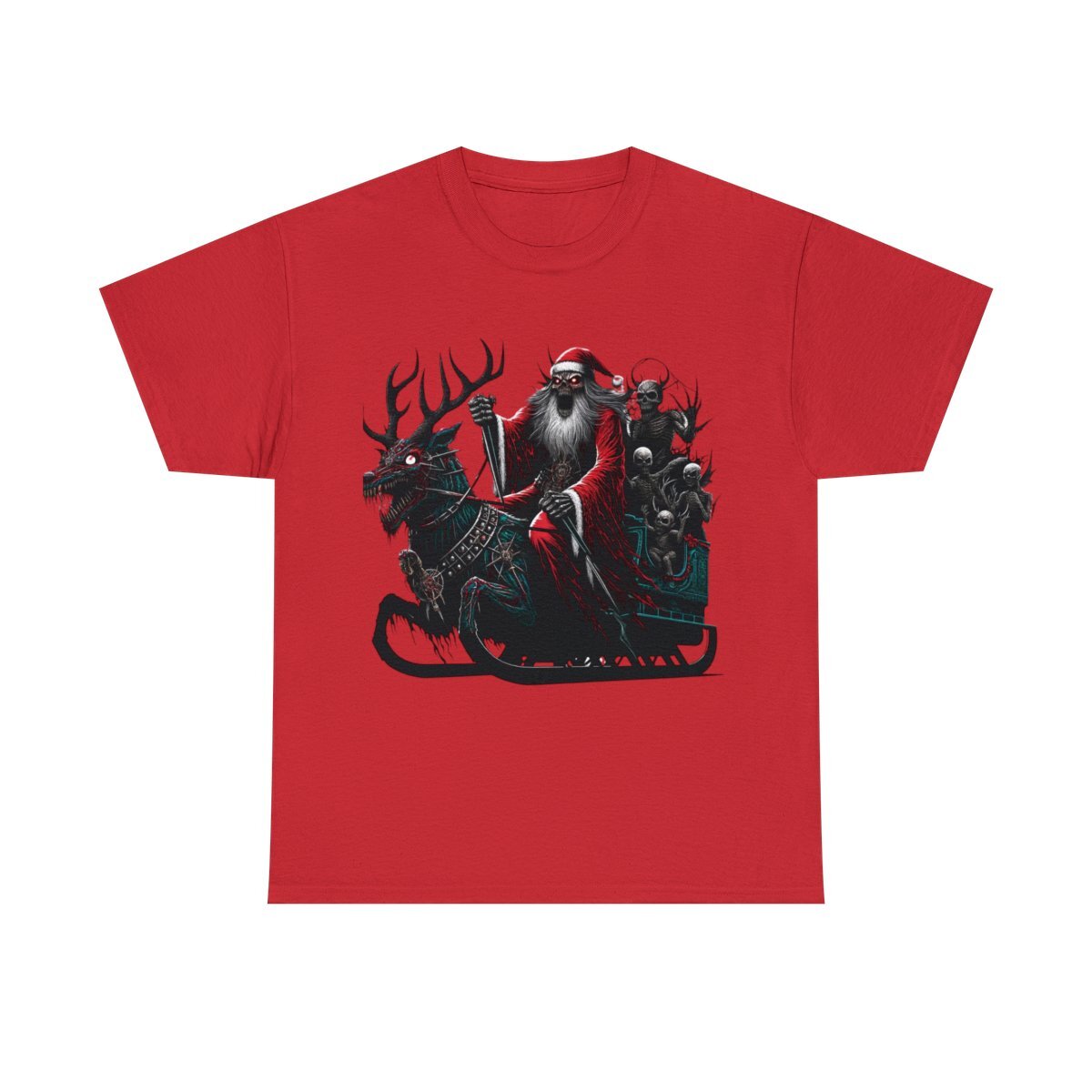 Adult T Shirt Scary Horror Christmas Heavy Death Metal Santa Claus Retro Style
