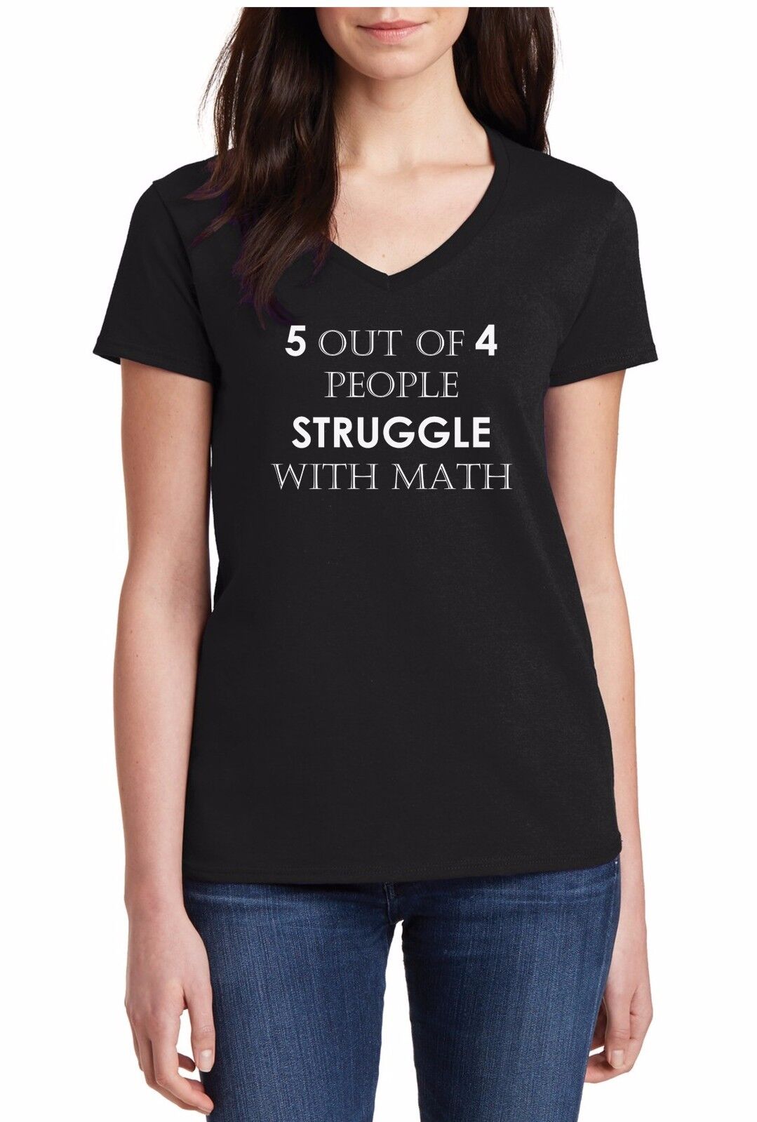 Ladies V-neck Struggle With Math Shirt Funny College T-Shirt Back To School Tee