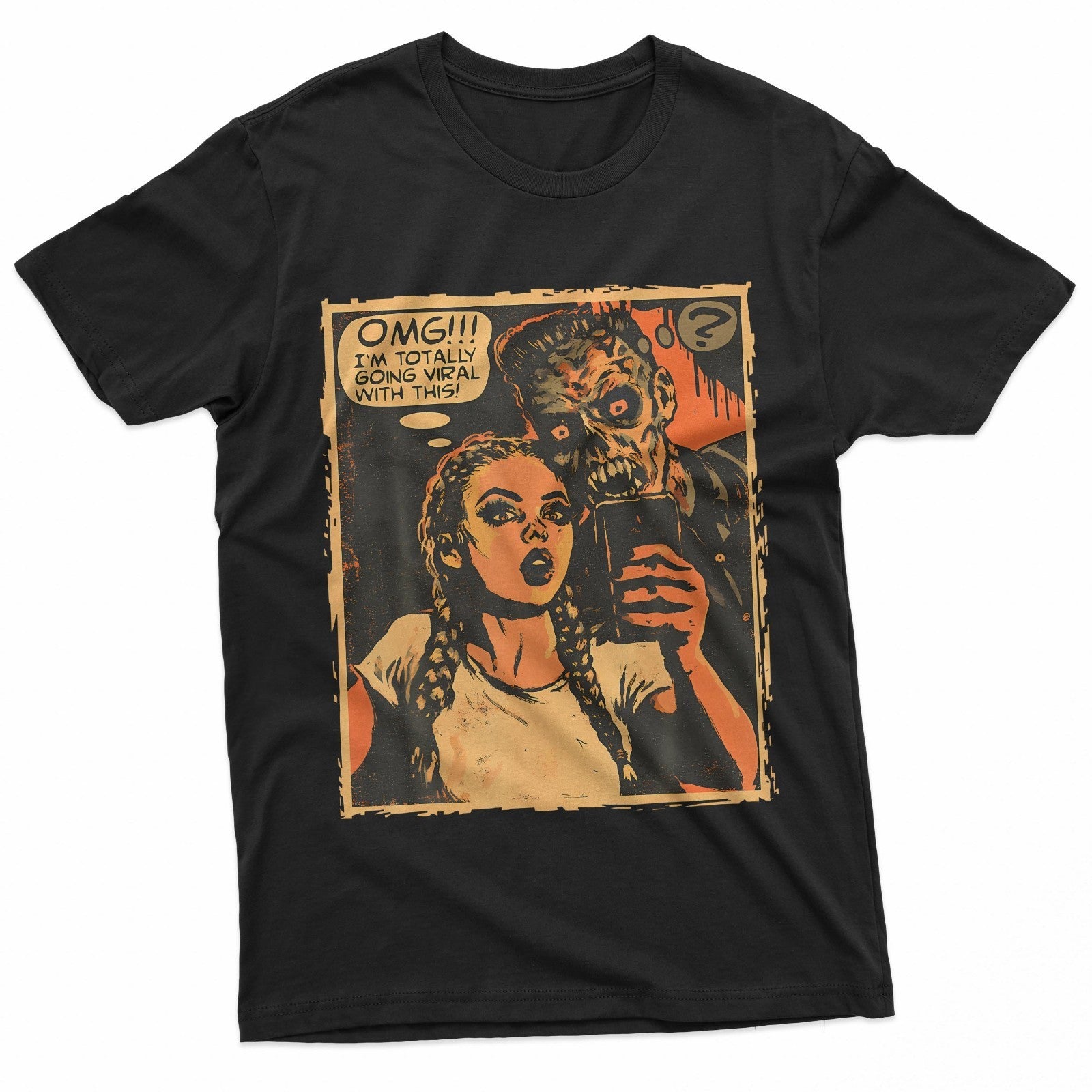 Zombie Selfie Viral Comic Horror Artwork For Halloween T-Shirt