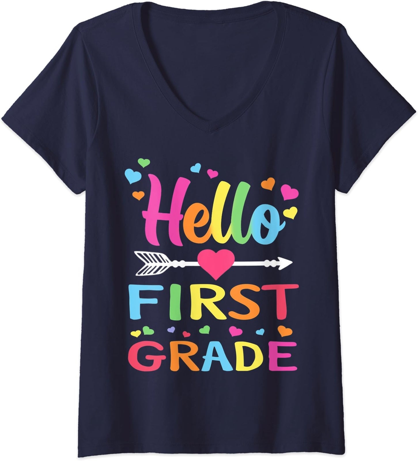 Hello 1st Grade Back To School First Grade Cool Gift Ladies' V-Neck Tshirt