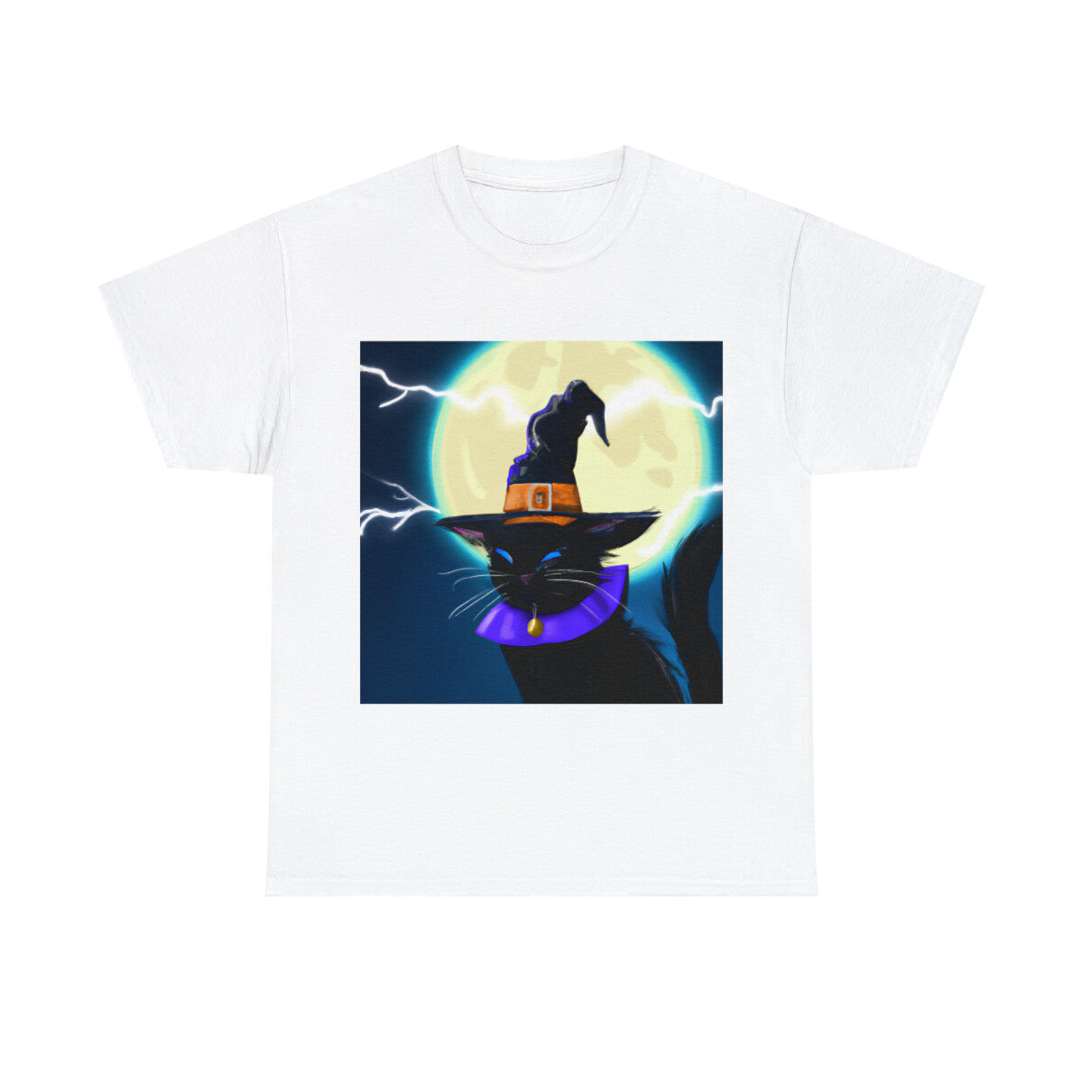 Halloween Black Cat T Shirt Art Tee Unisex Adult Witch Moon Scary Trick or Treat