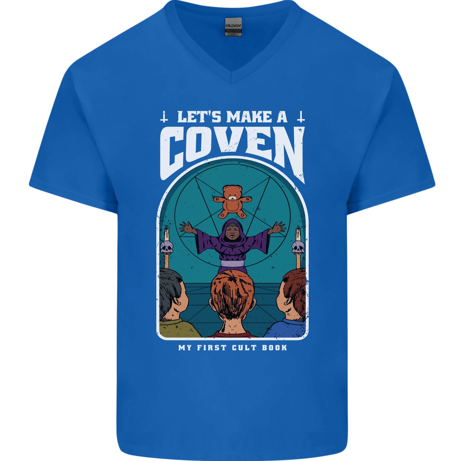 Lets Make a Coven Halloween Satanic Horror Mens V-Neck Cotton T-Shirt